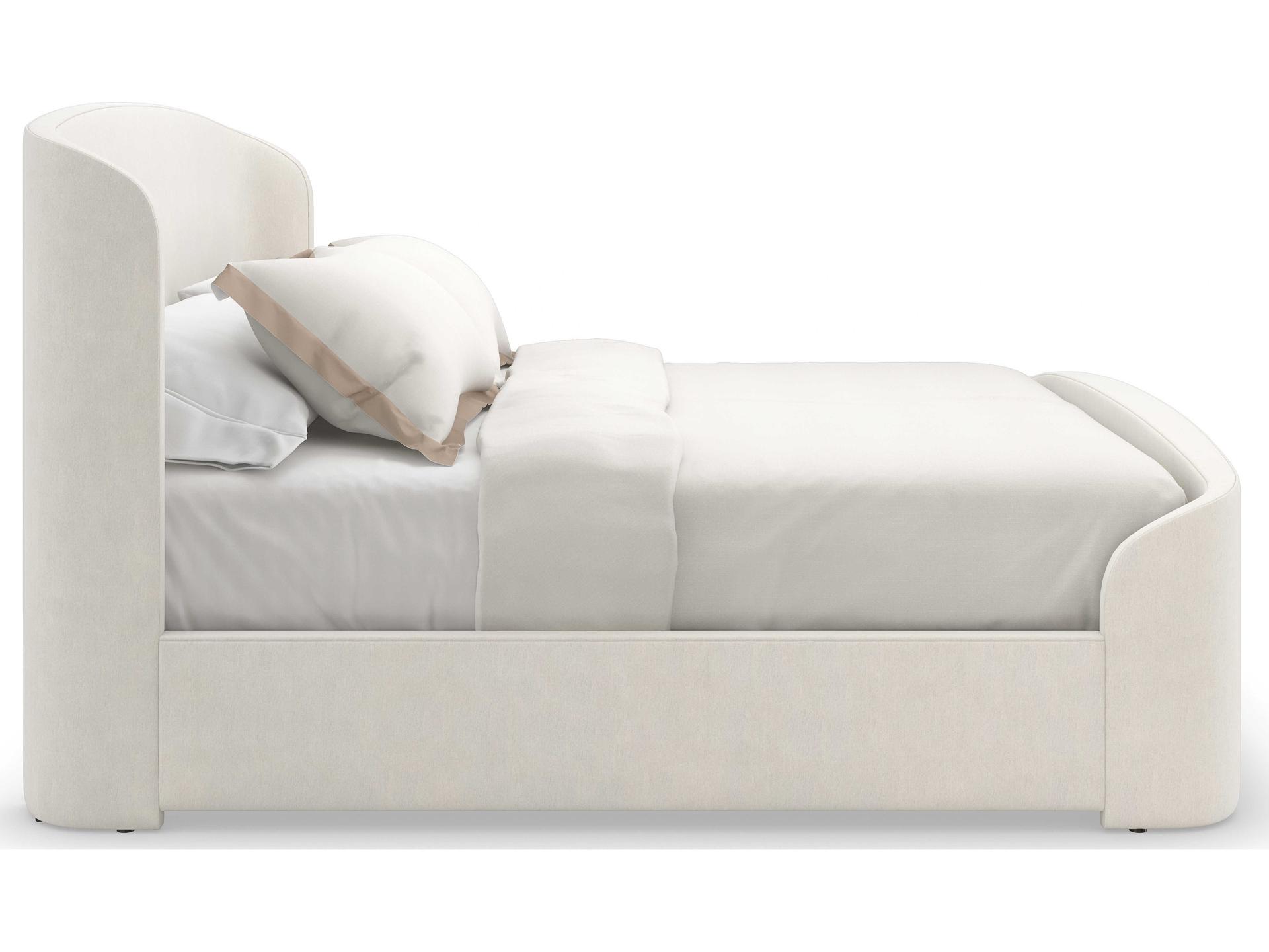 Caracole Classic Soft Embrace White Hardwood Upholstered King Sleigh Bed