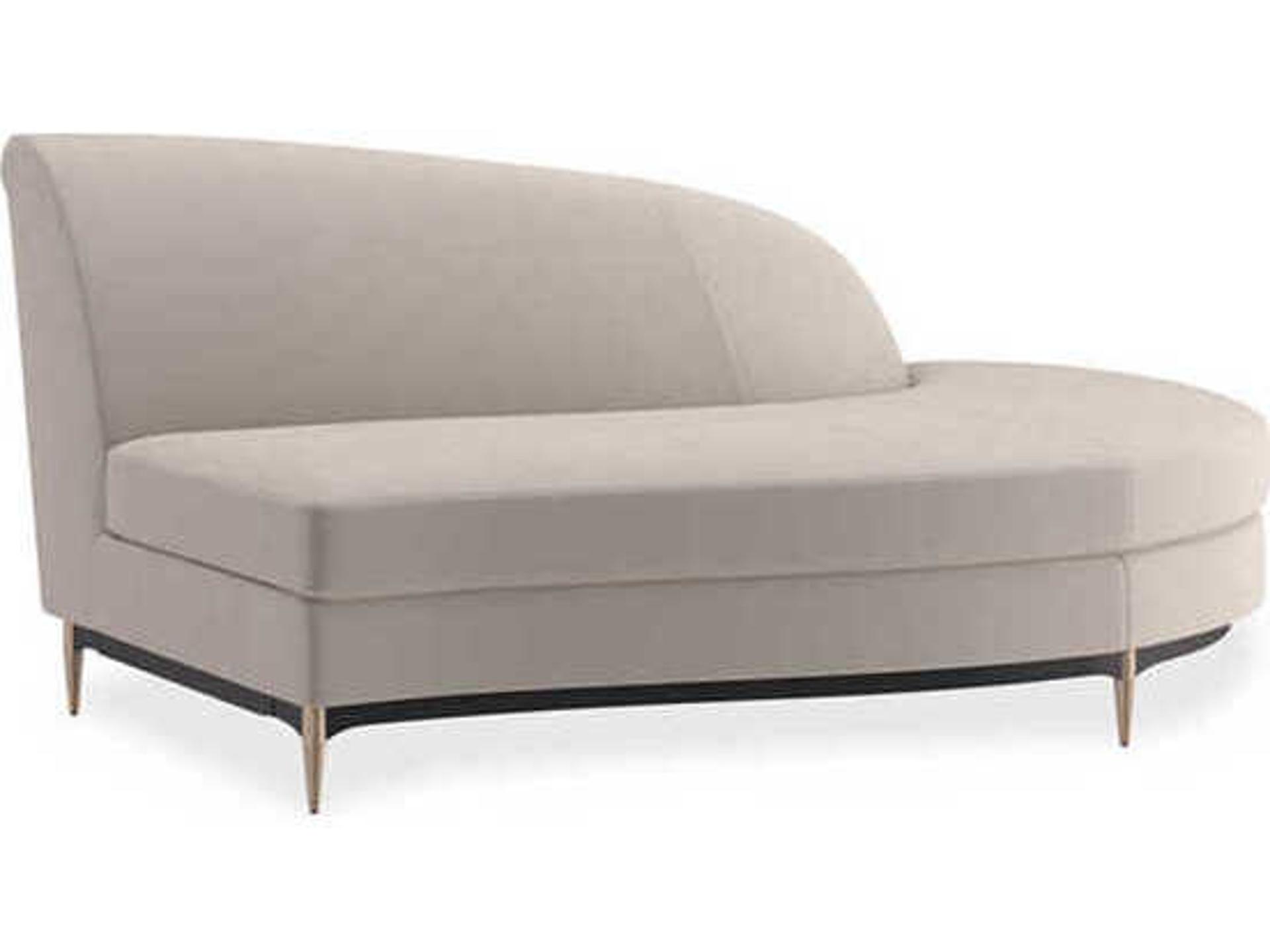 Three's Company Right Arm Facing Velvet Chaise in Almost Black and Champagne Gold