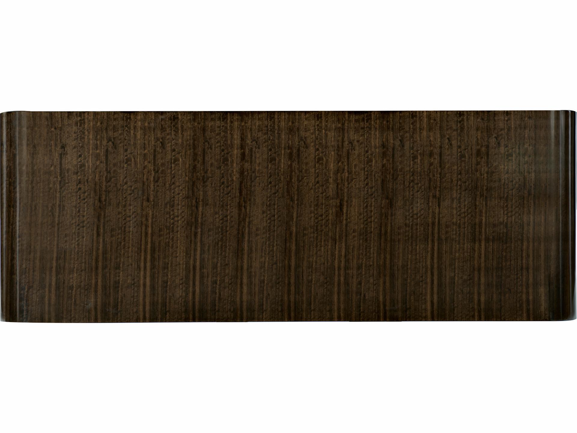 Caracole Streamline Waterfall Rectangular Wood Aged Bourbon With Smoked Brass Coffee Table