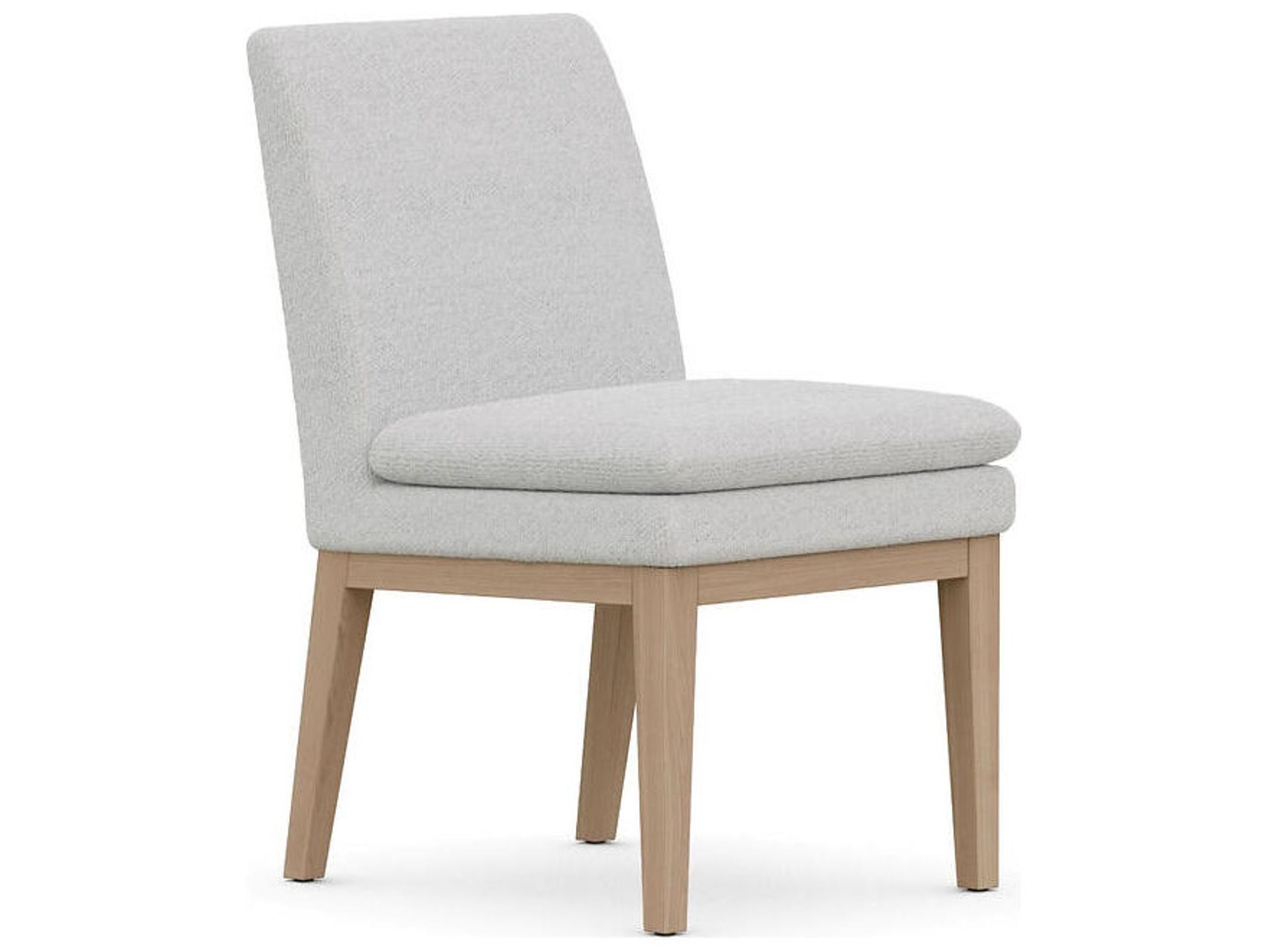 Chandler Upholstered Dining Side Chair Gray Merino Pearl Fabric Oak Wood