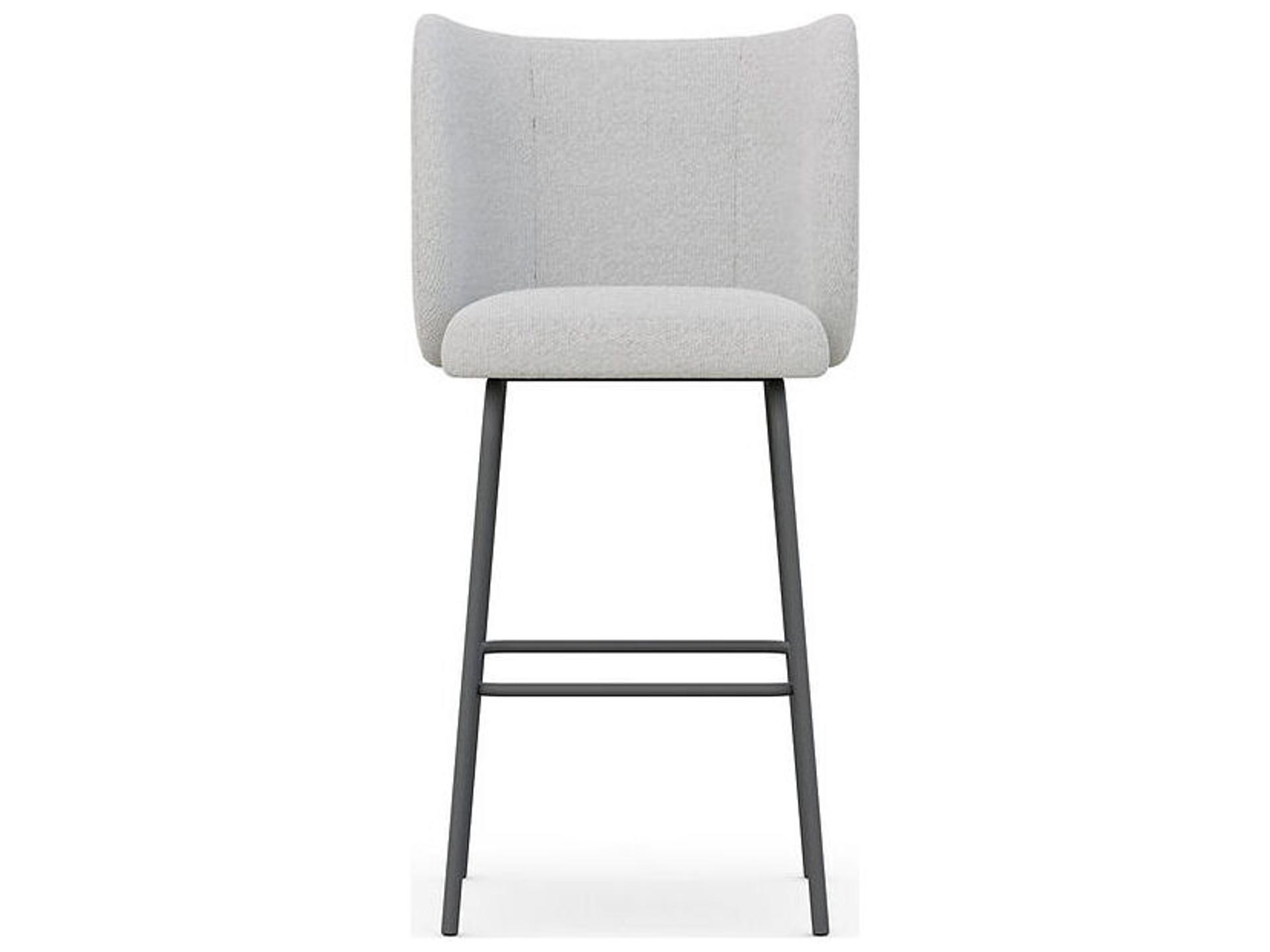 Conroe Upholstered Bar Stool with Merino Pearl Performance Fabric