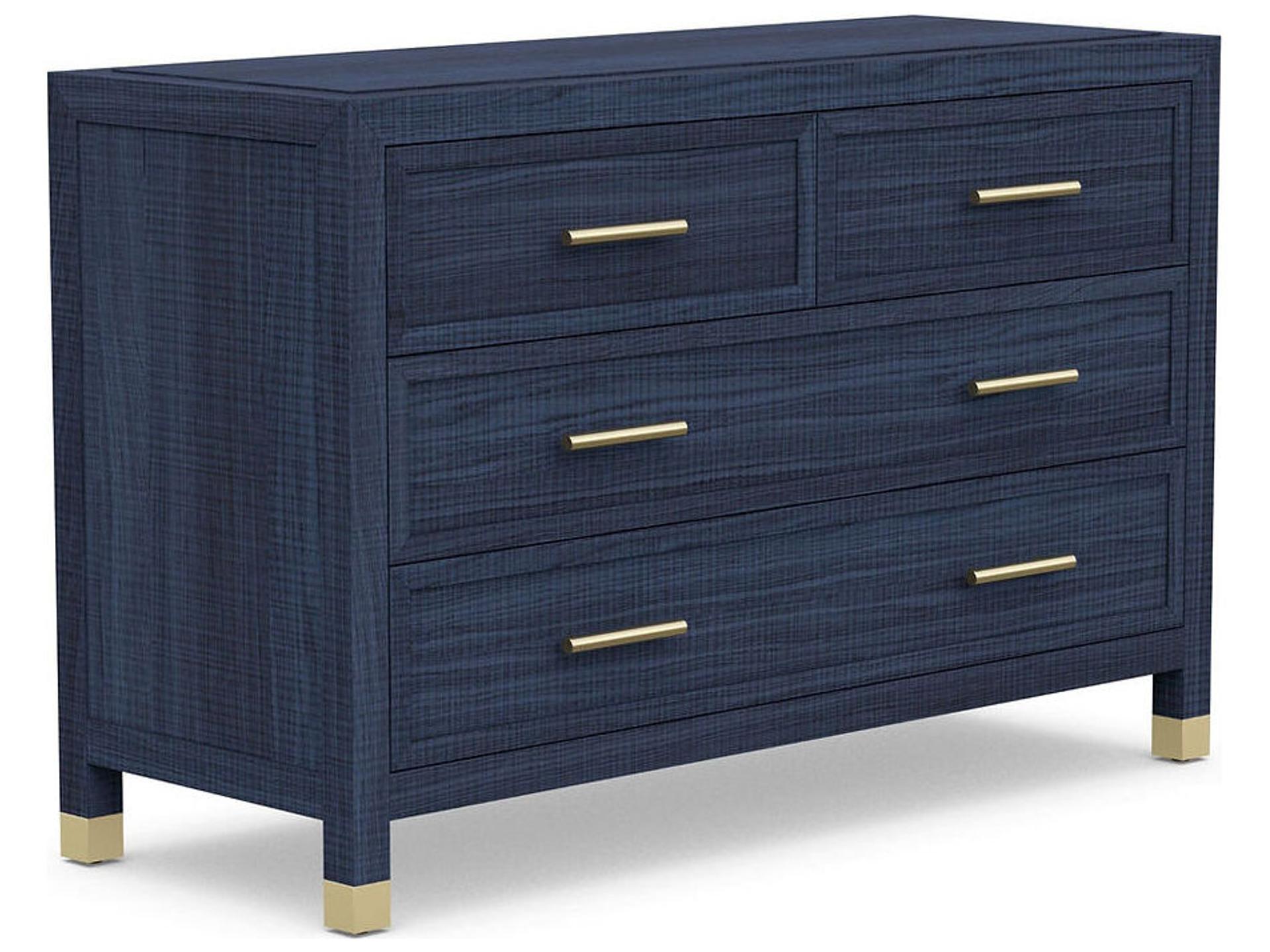 Corpus 4-Drawer Dresser in Denim Blue with Matte Brass