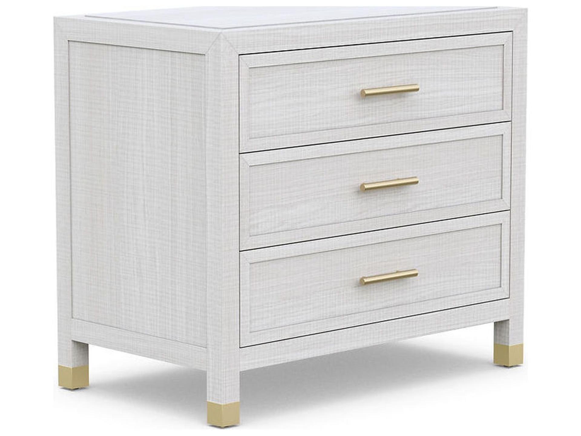 Corpus 3-Drawer Nightstand in Beach White with USB