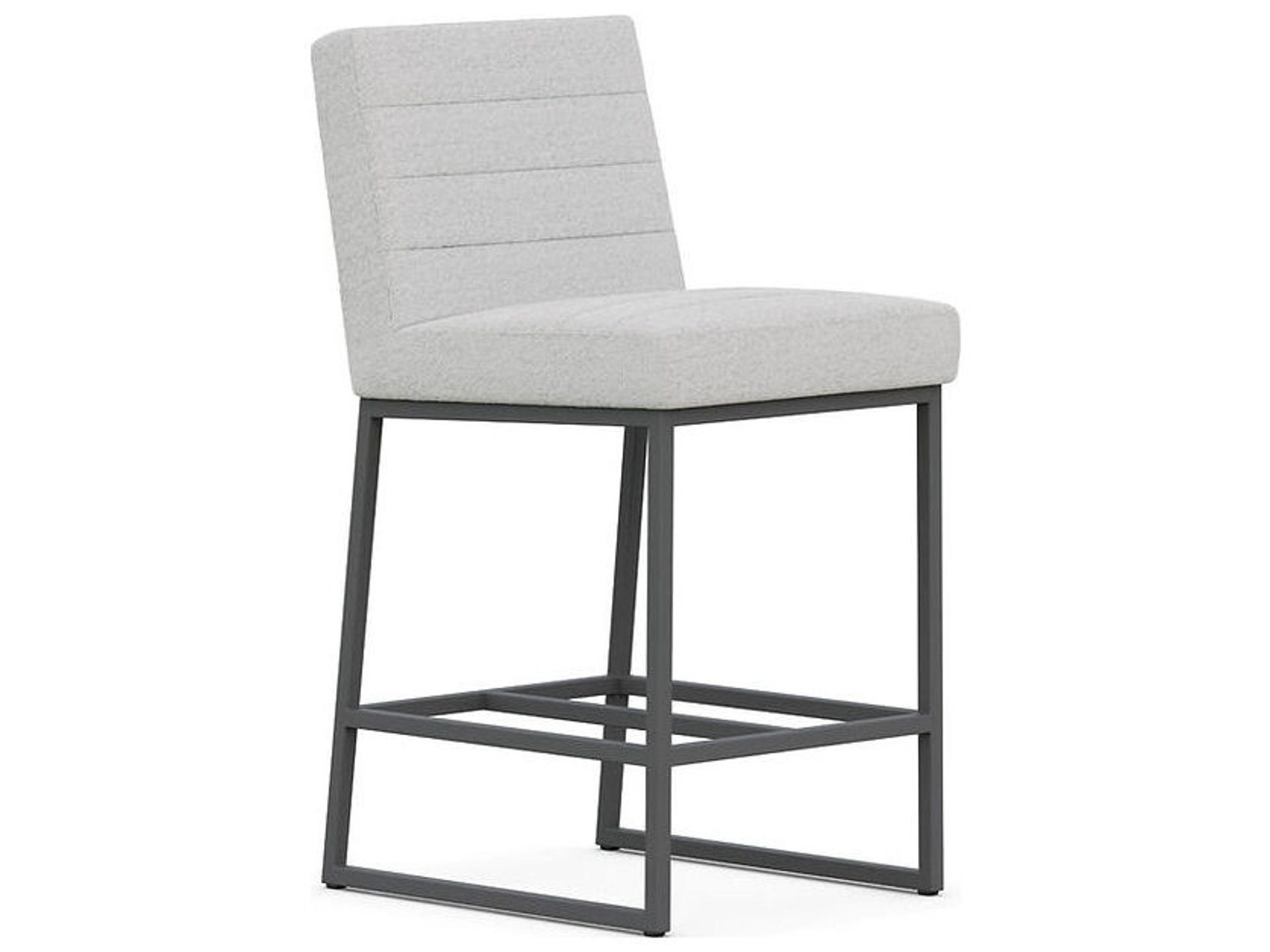 Mason Upholstered Ply Wood Counter Stool with Gunmetal Sled Base