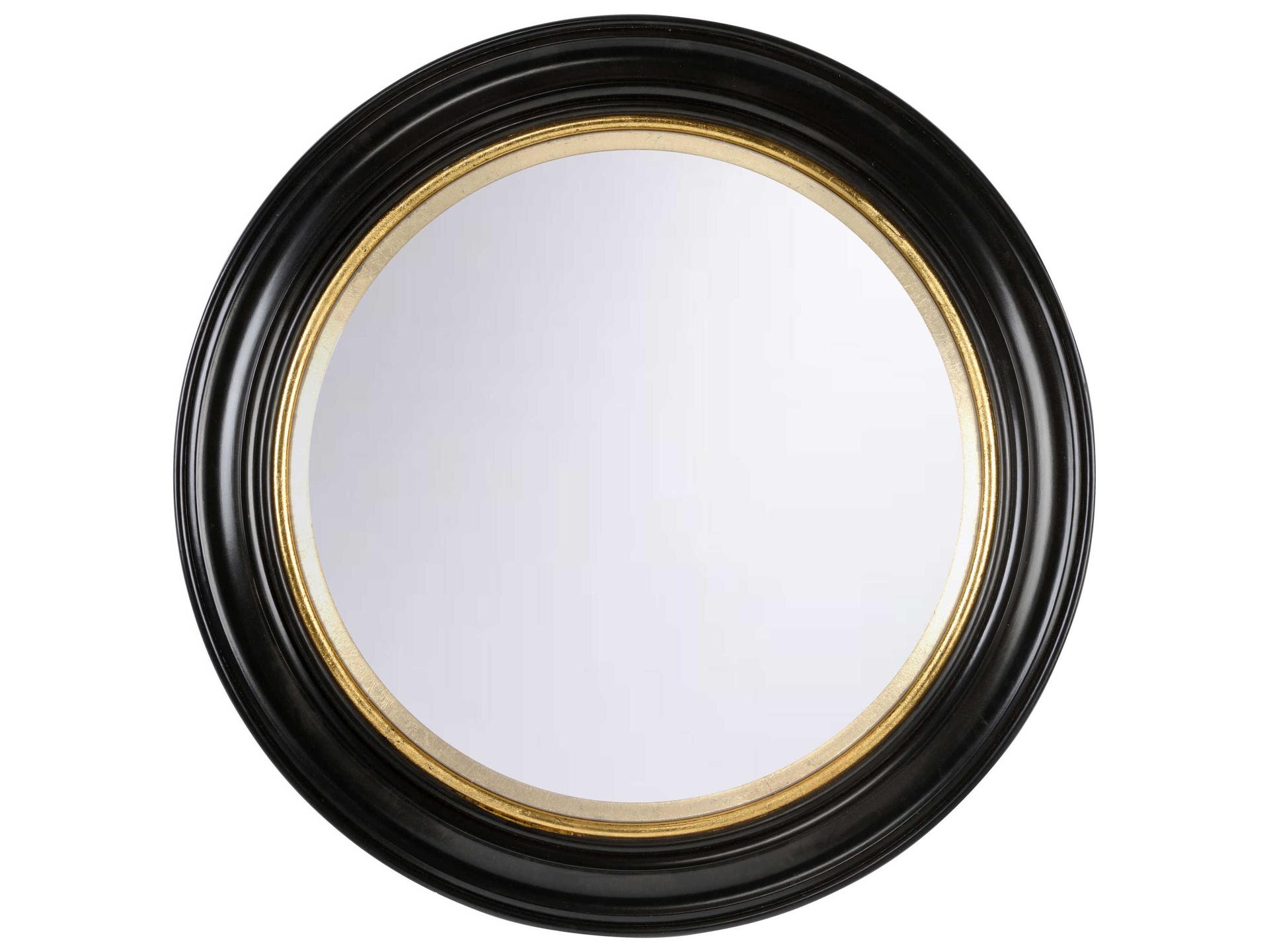 Chelsea House Midnight Circular Black Gold Leaf Round Wall Mirror