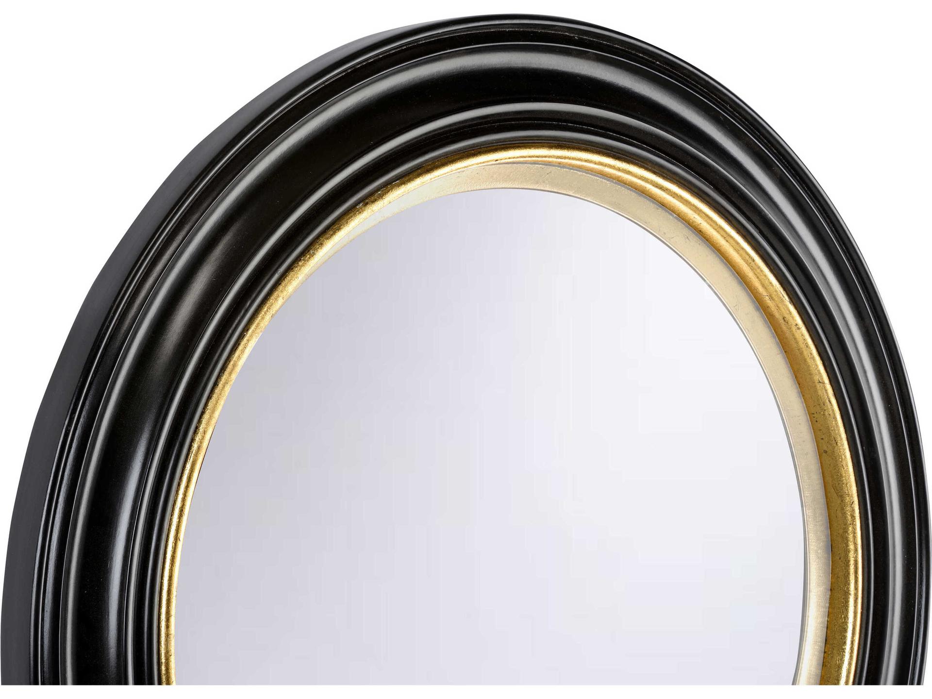 Chelsea House Midnight Circular Black Gold Leaf Round Wall Mirror