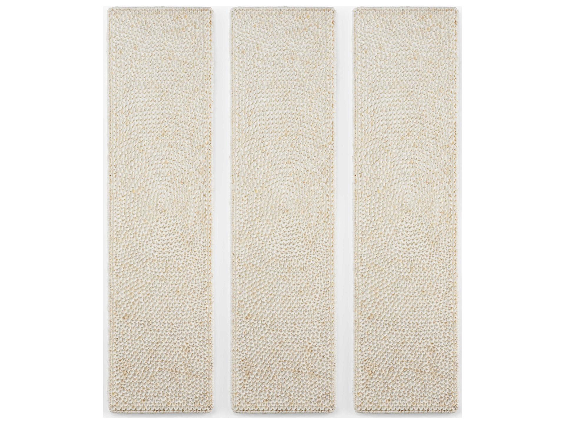 Shell Panels Set of 3 Dimensional Wall Art in White and Cream