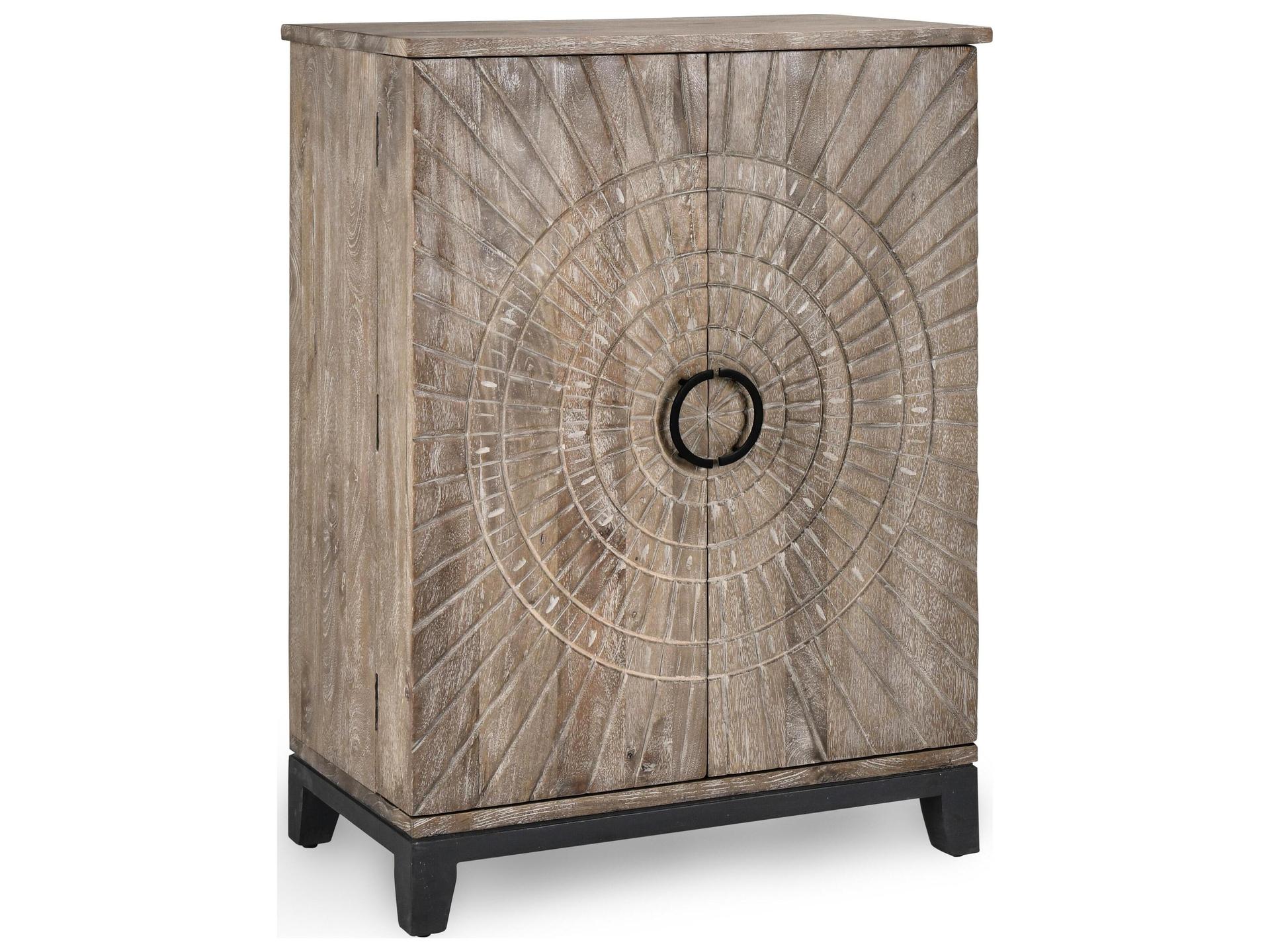 Vivienne Mango Wood Bar Cabinet in Antique Grey