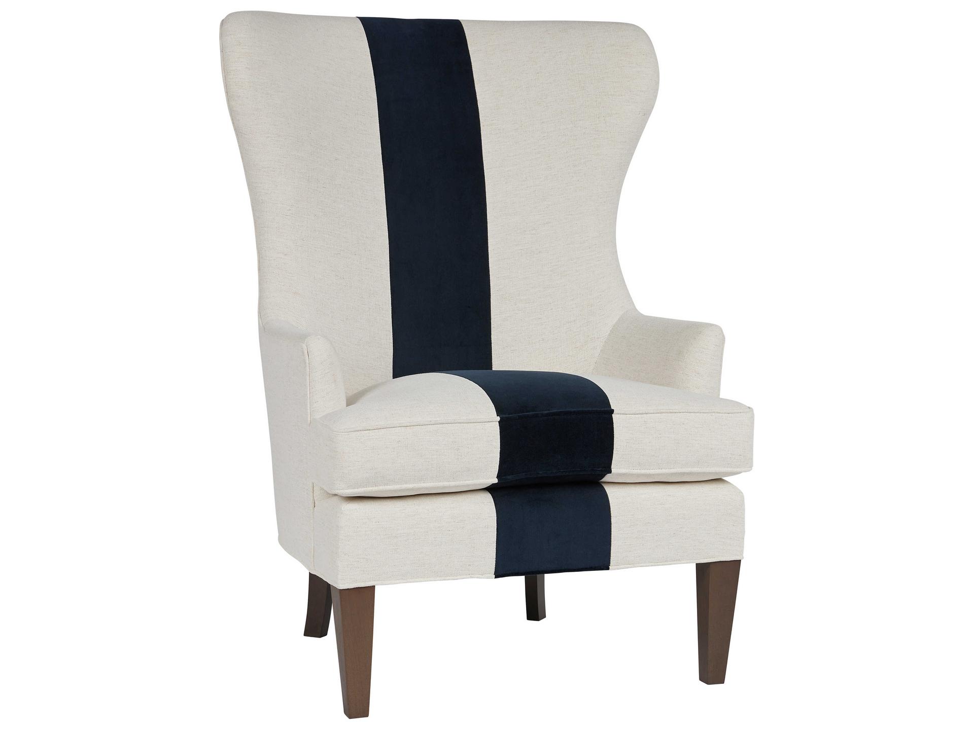 Universal Furniture Getaway Coastal Living Surfside Wing Accent Chair with Navy Stripe