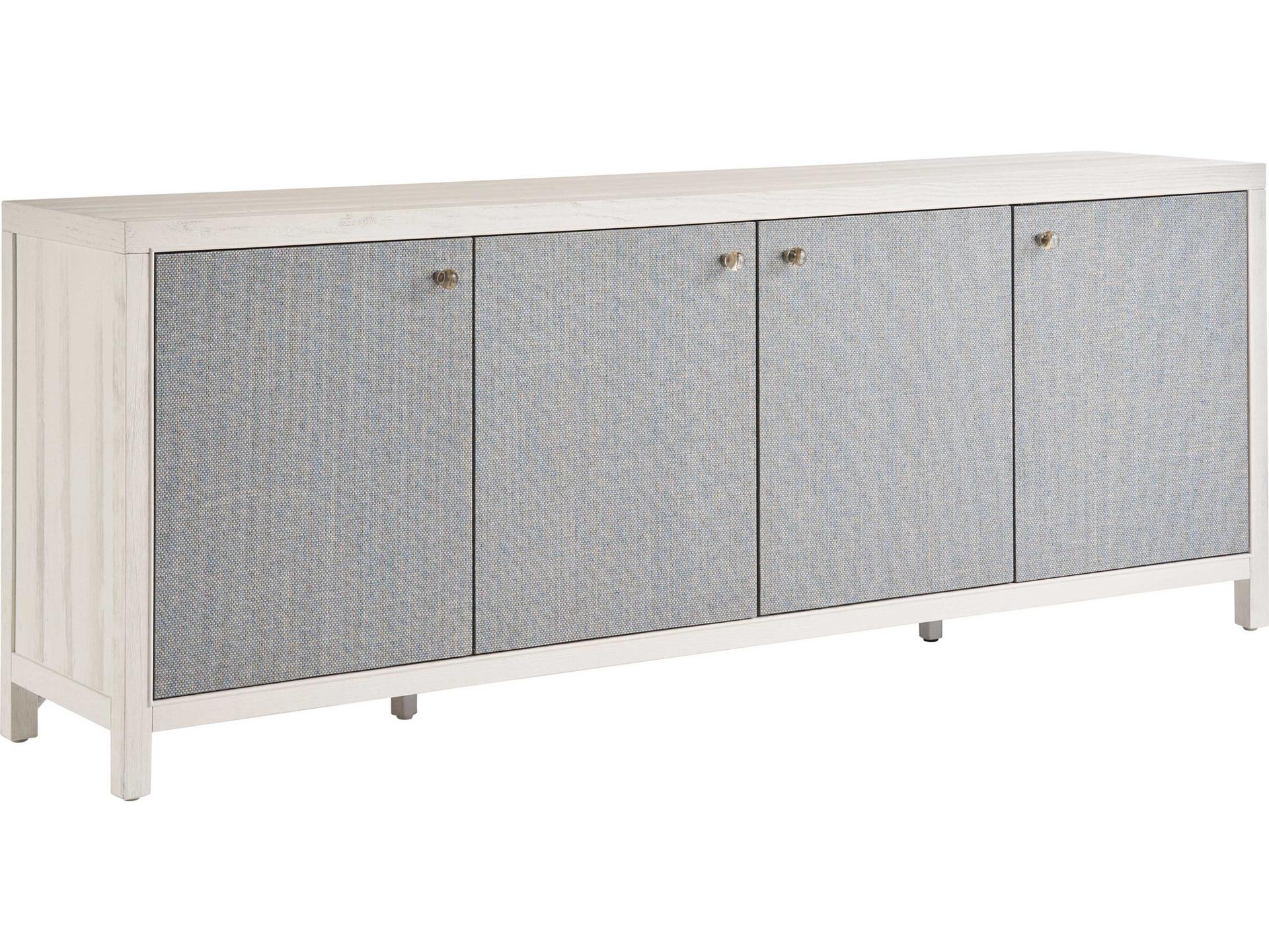 Weekender Captiva Credenza White Sand with Blue Seagrass Doors