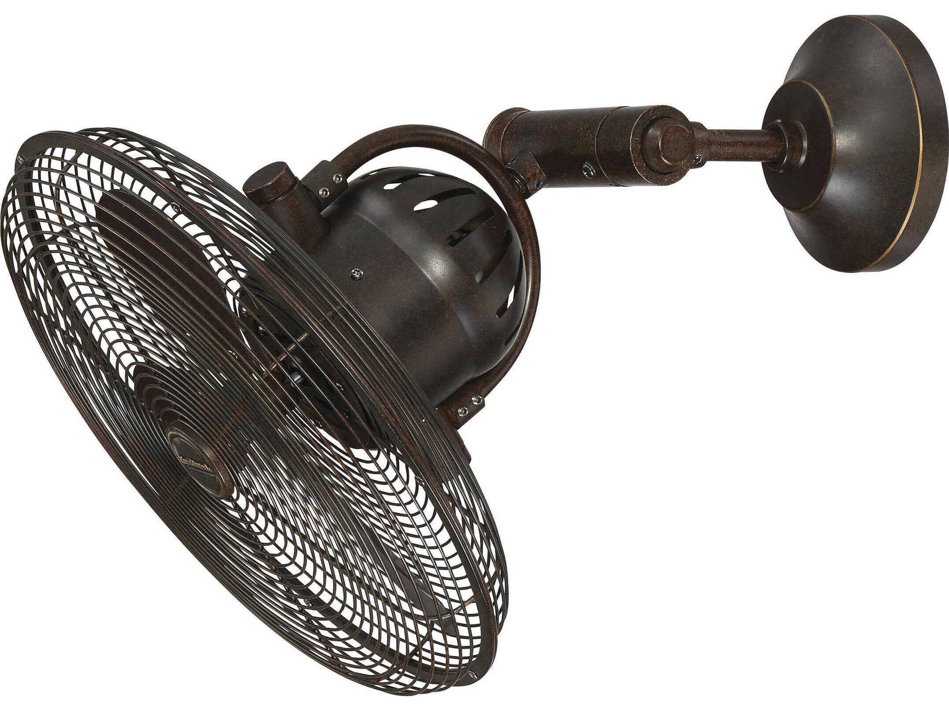 Bellows IV 14-Inch 3-Blade Indoor Outdoor Wall Fan in Aged Bronze Textured
