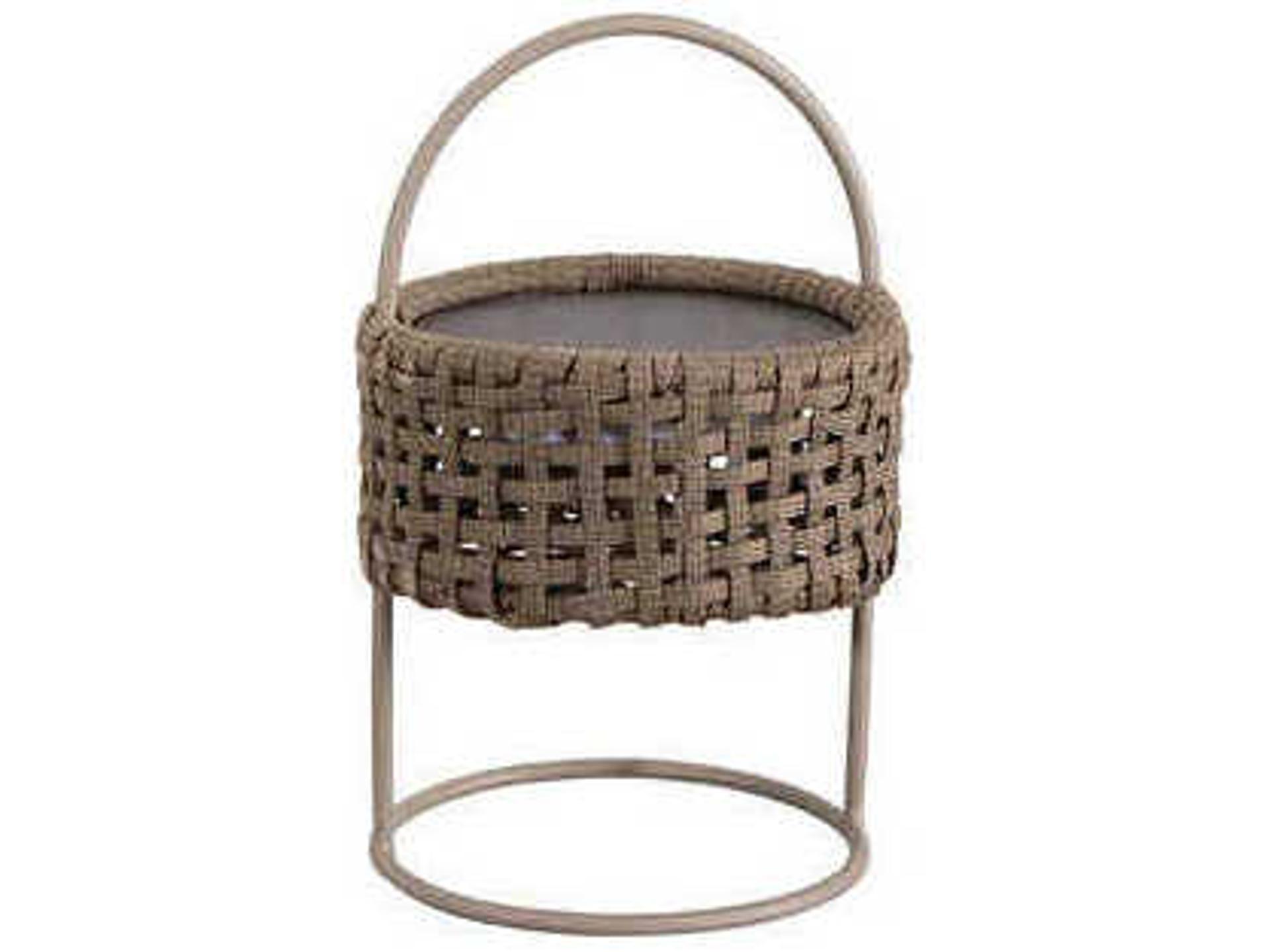 Cane-line Illusion LED Solar Outdoor Table Lamp in Taupe Soft Rope