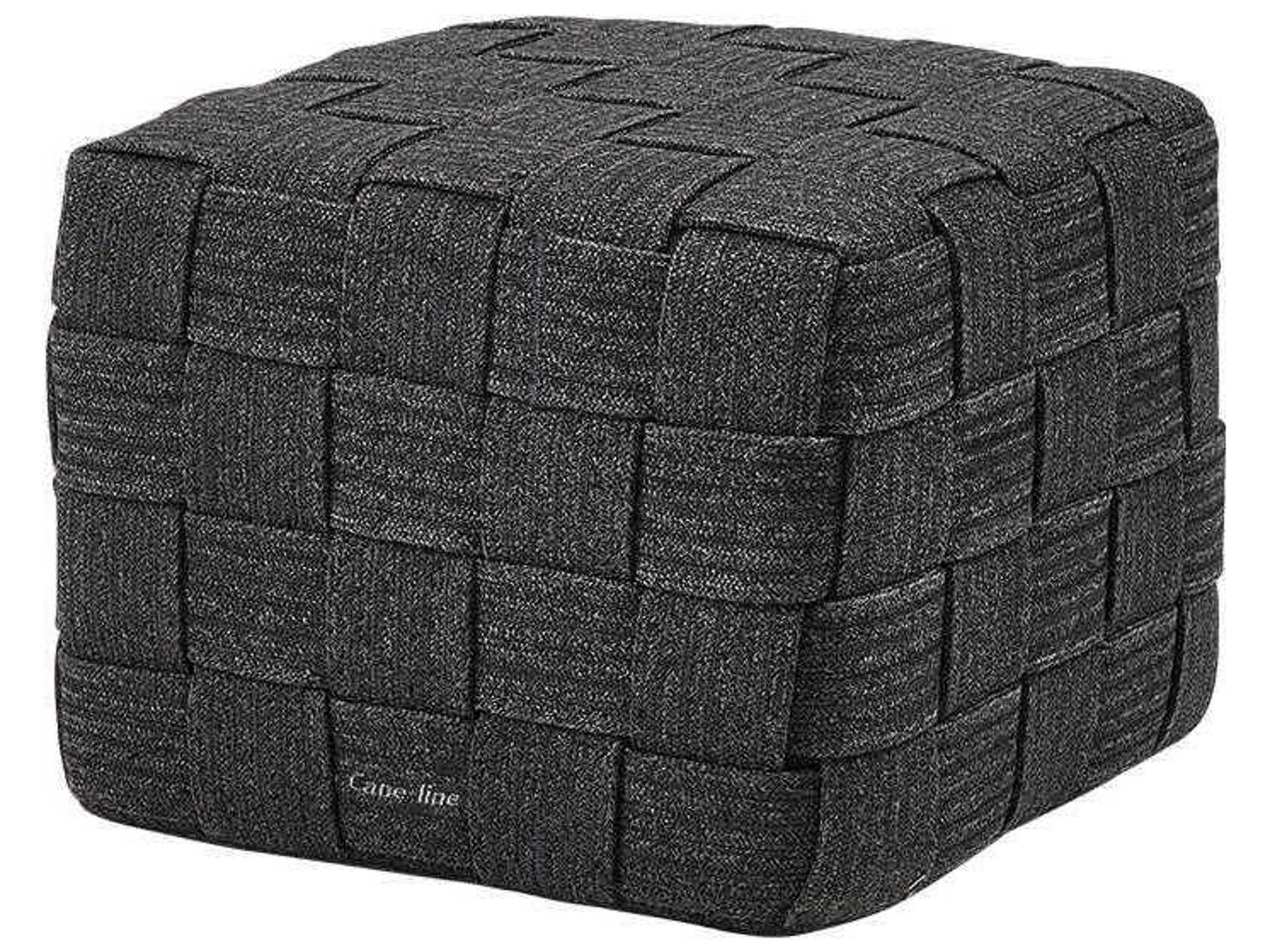 Cane-line Cube Outdoor Footstool in Dark Gray Soft Rope