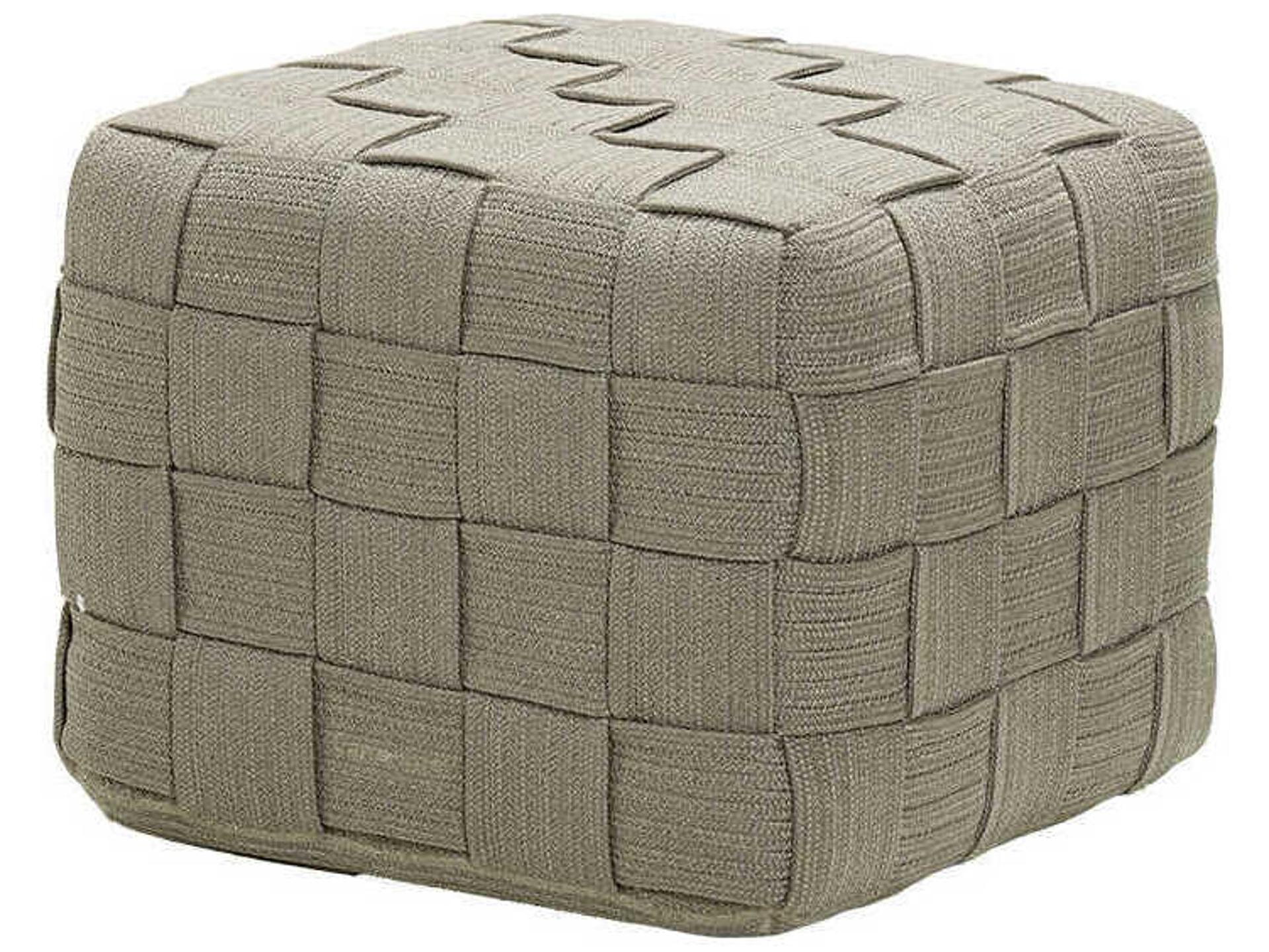 Cane-line Cube Outdoor Footstool in Taupe Soft Rope