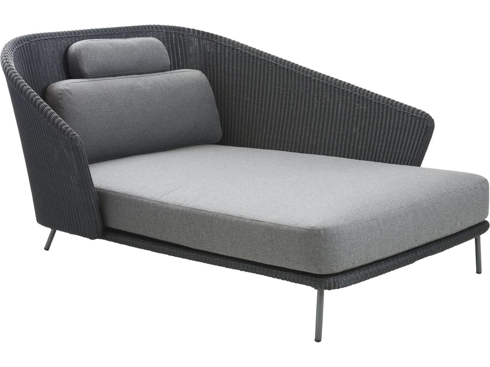 Cane-line Mega Left Arm Daybed with QuickDry Cushions in Graphite