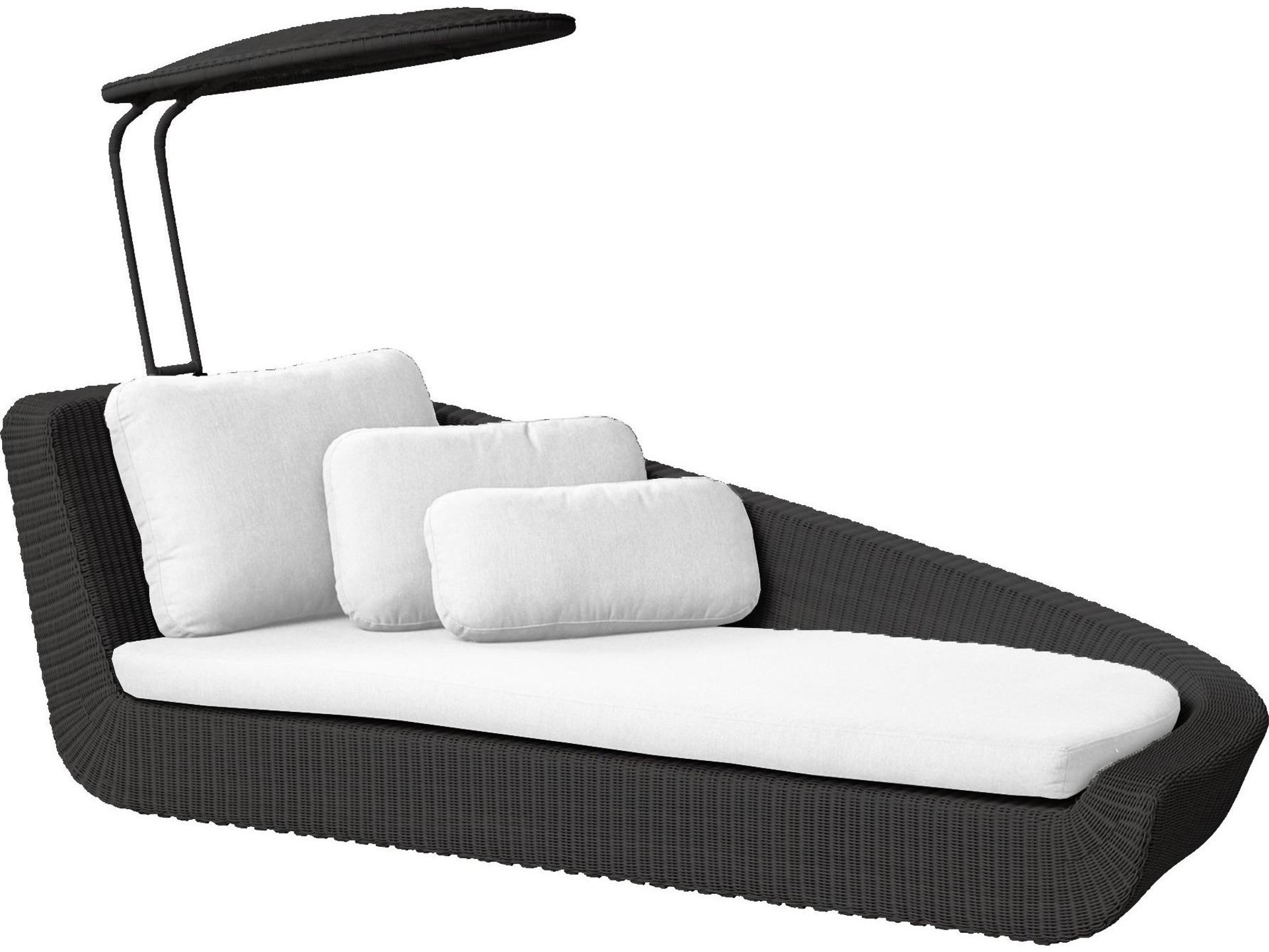 Cane-line Savannah Left Arm Daybed with Sunshade in Black Weave