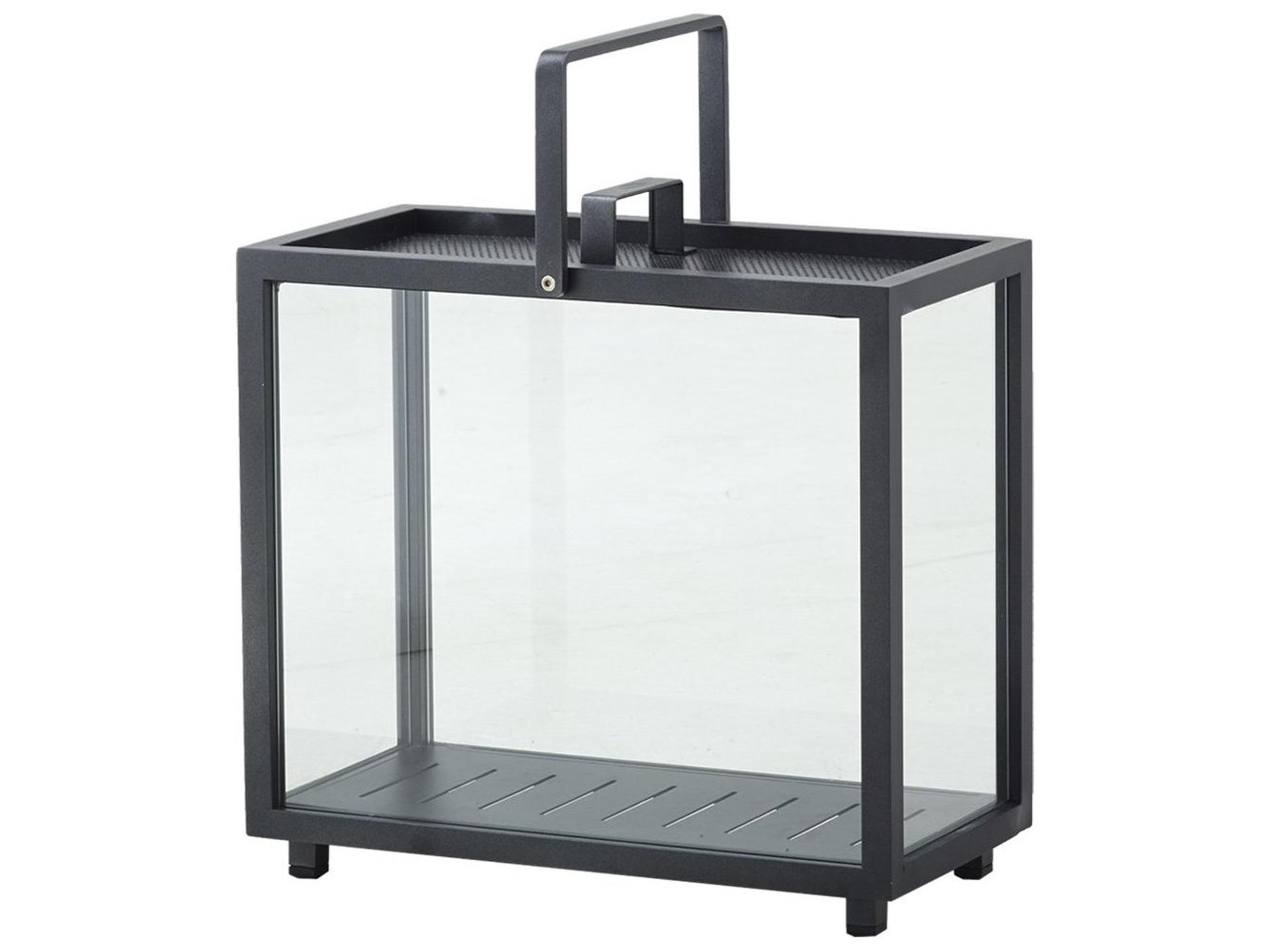 Cane-line Lighthouse Rectangular Outdoor Lantern in Lava Grey Aluminum