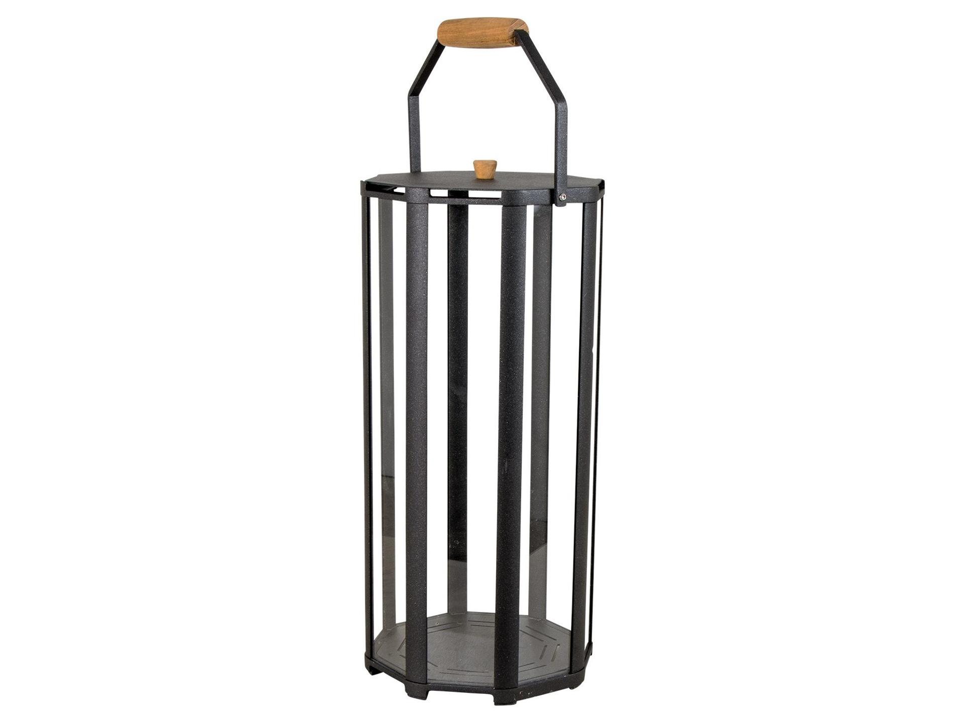 Cane-line Lightlux Large Outdoor Lantern with Teak Handle in Lava Grey