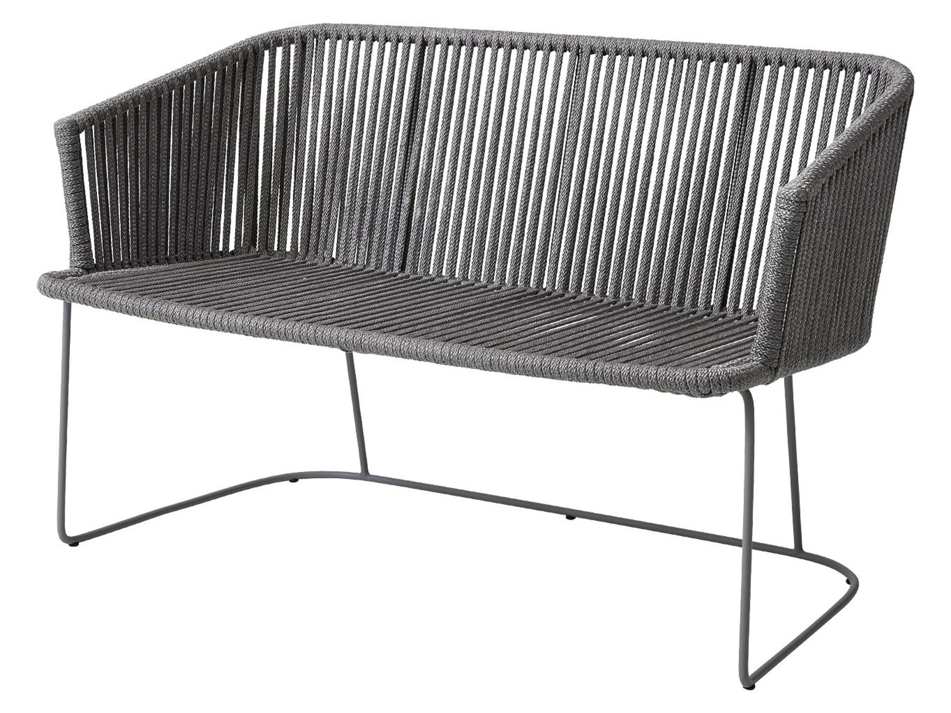 Cane Line Outdoor Moments Grey Soft Rope Aluminum Strap Bench