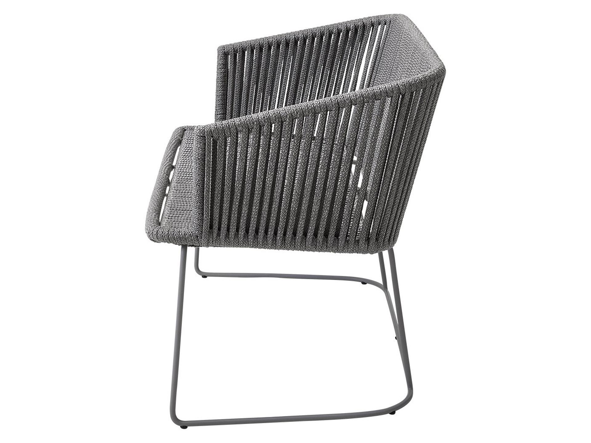 Cane Line Outdoor Moments Grey Soft Rope Aluminum Strap Bench