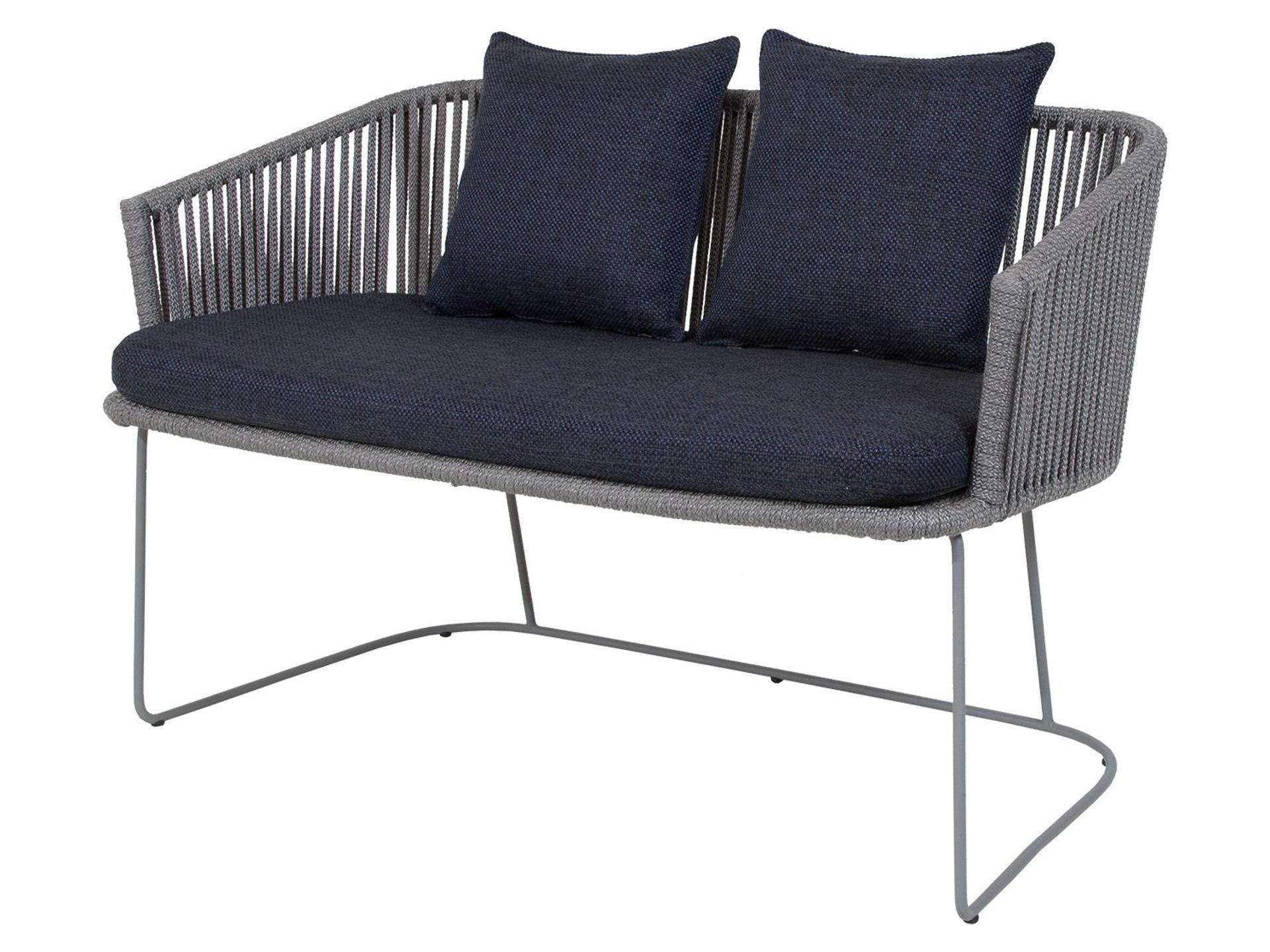 Cane Line Outdoor Moments Grey Soft Rope Aluminum Strap Bench