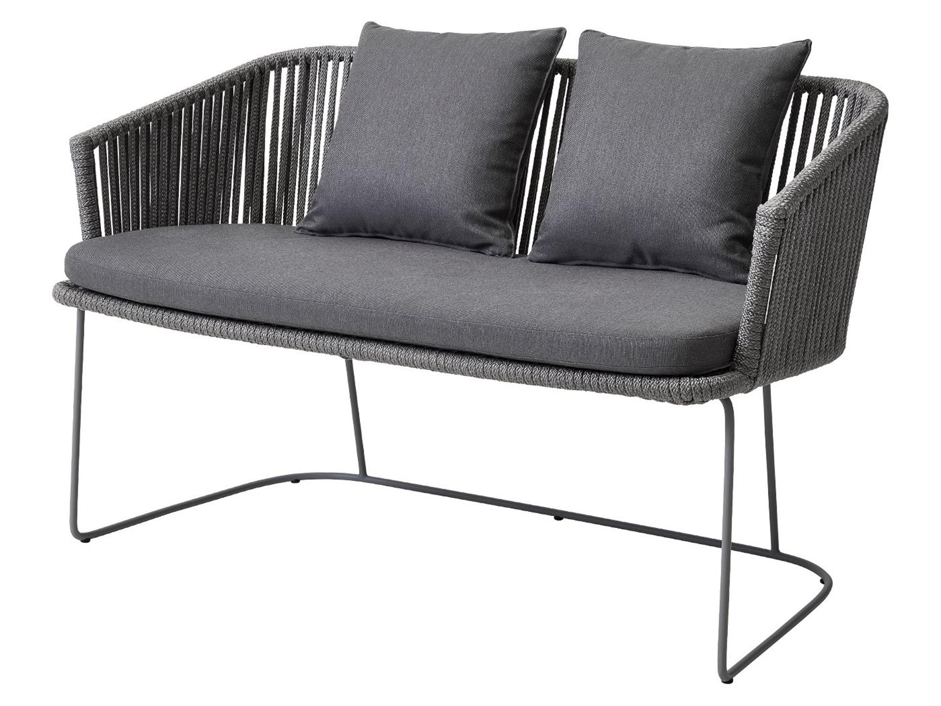 Cane Line Outdoor Moments Grey Soft Rope Aluminum Strap Bench