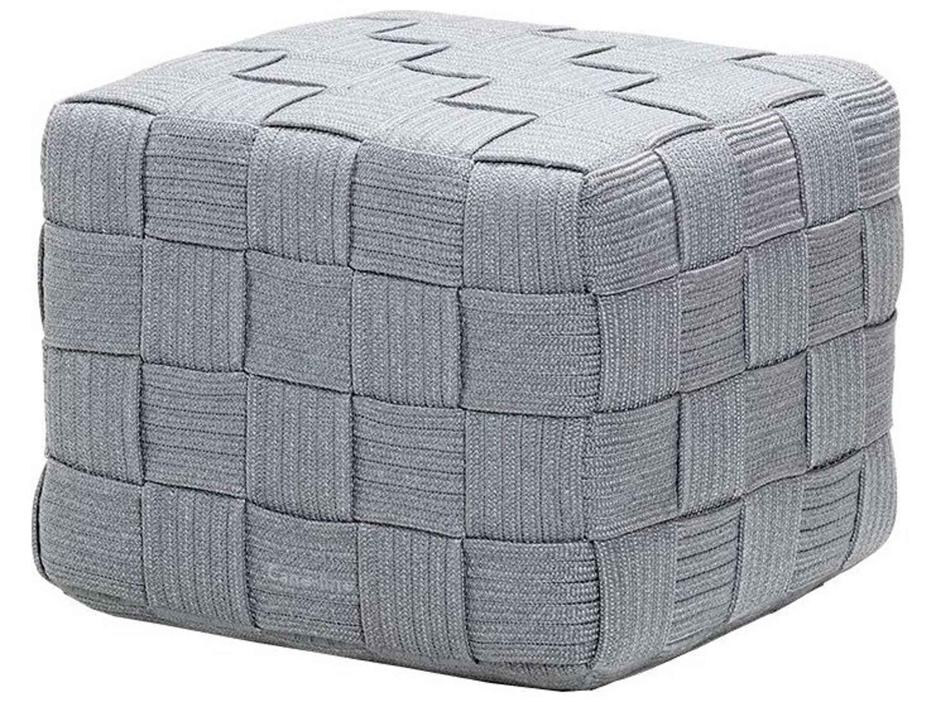 Cane-line Cube Outdoor Footstool in Dark Gray Soft Rope