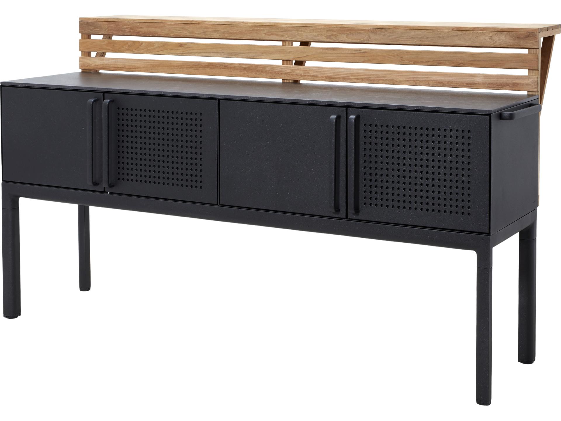 Drop Aluminum and Teak Outdoor Bar Unit with 3 Shelves