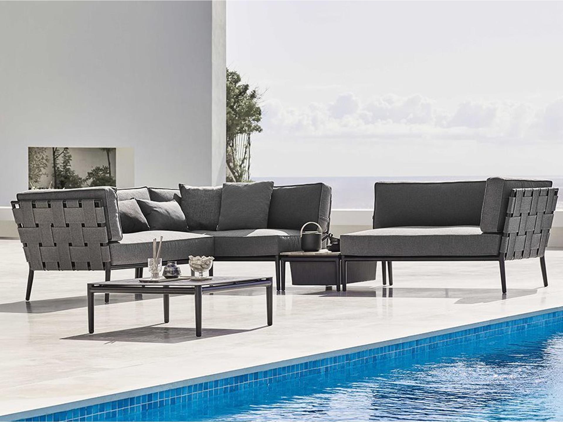Cane Line Outdoor Conic Aluminum Cushion Sectional Lounge Set