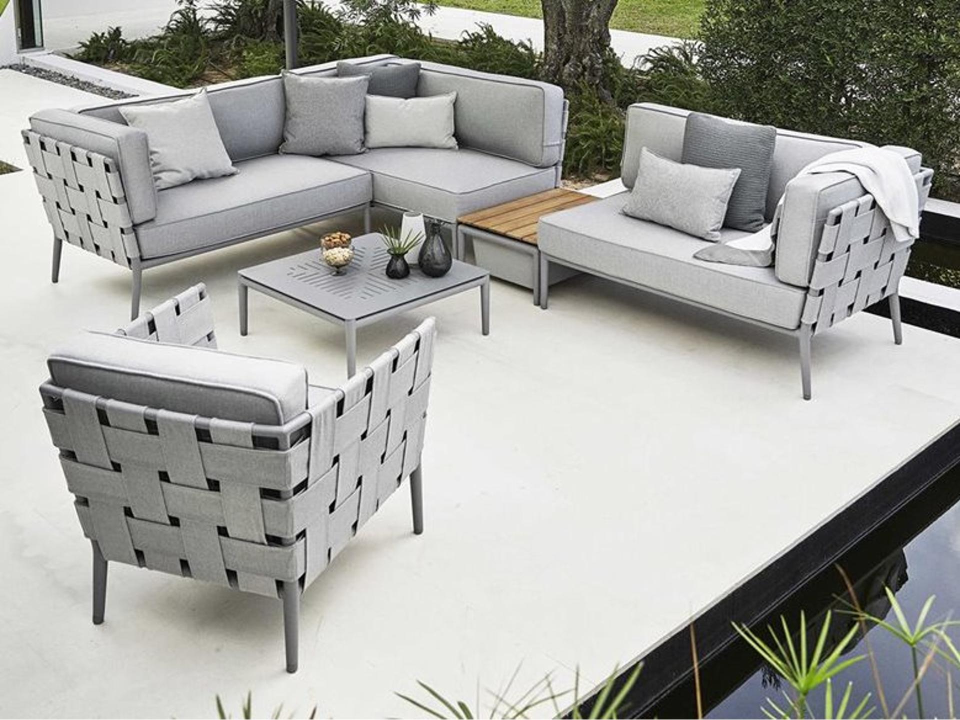 Cane Line Outdoor Conic Aluminum Cushion Sectional Lounge Set