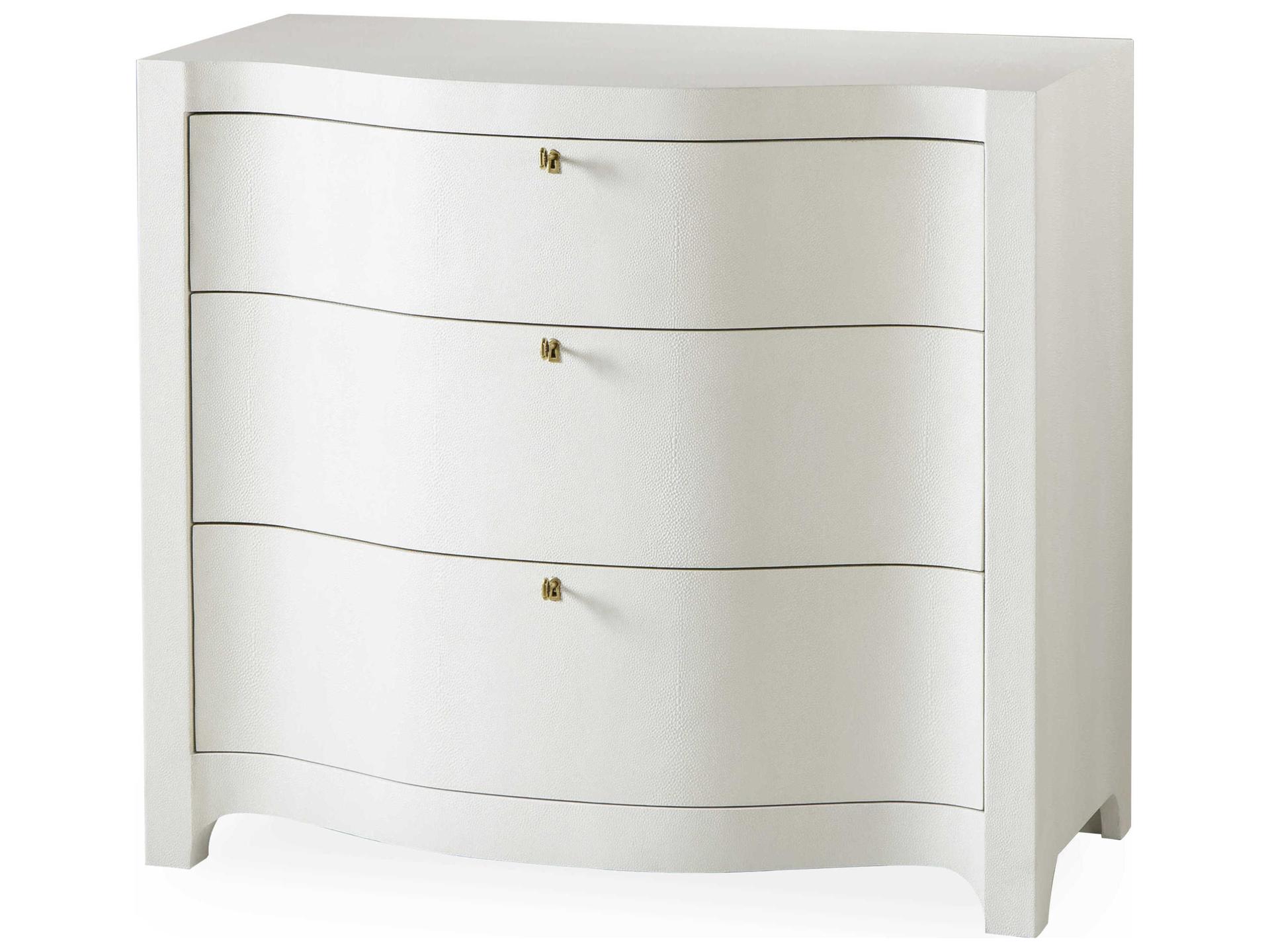 Monroe 3-Drawer Chest in Ivory Faux Shagreen
