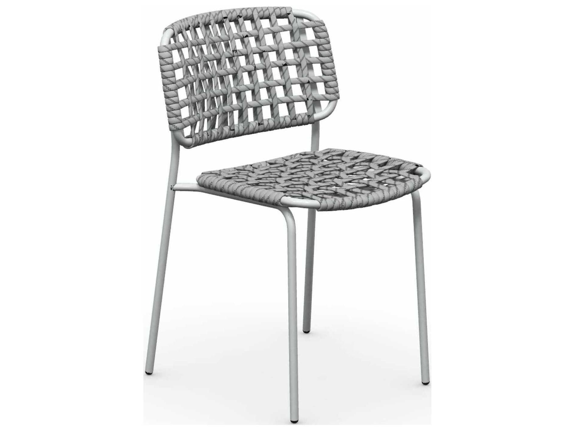 Yo Matt Optic White Sand Metal Rope Dining Side Chair