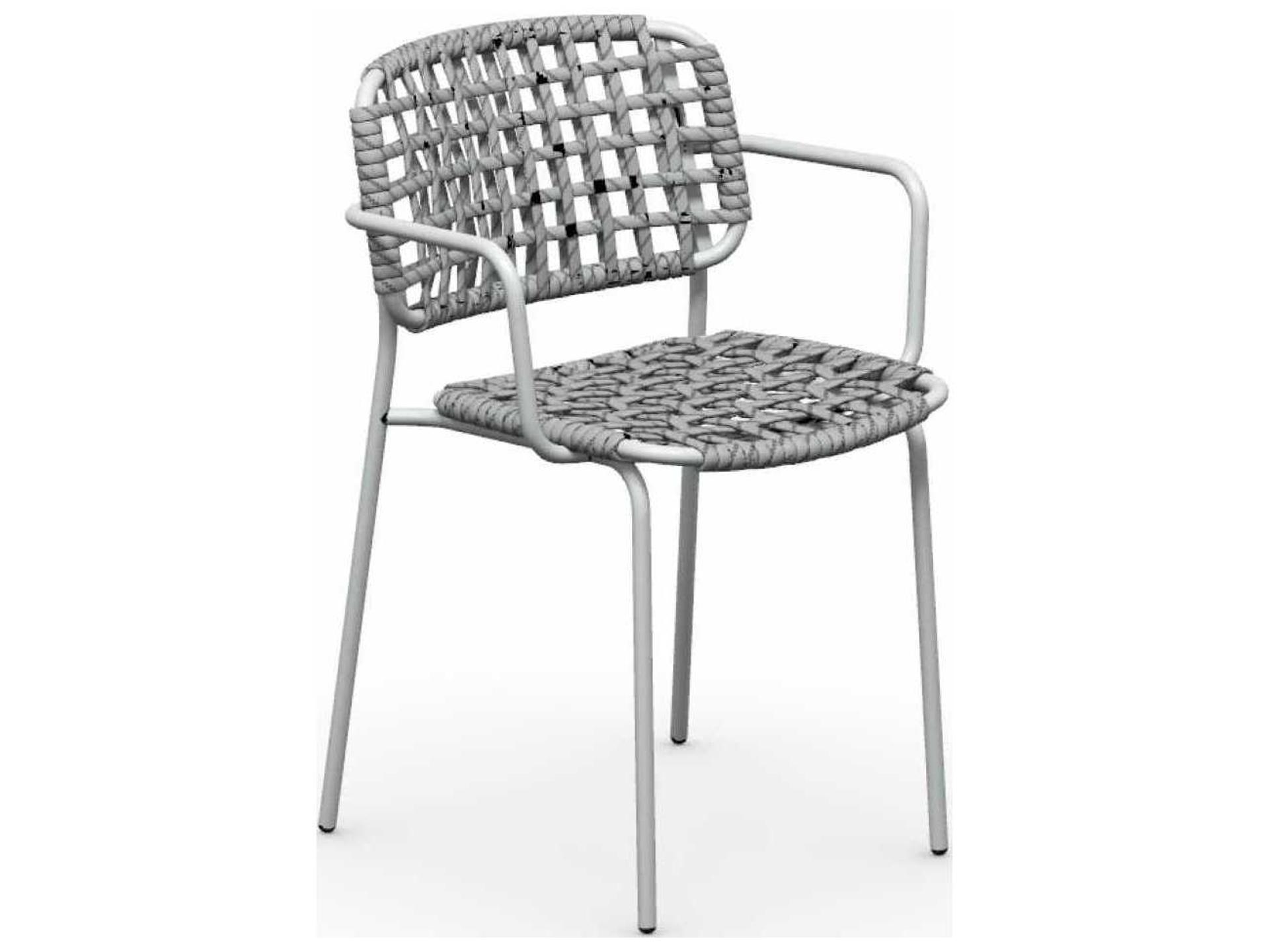 Connubia Yo! Outdoor Woven Dining Armchair in Matt Optic White and Sand