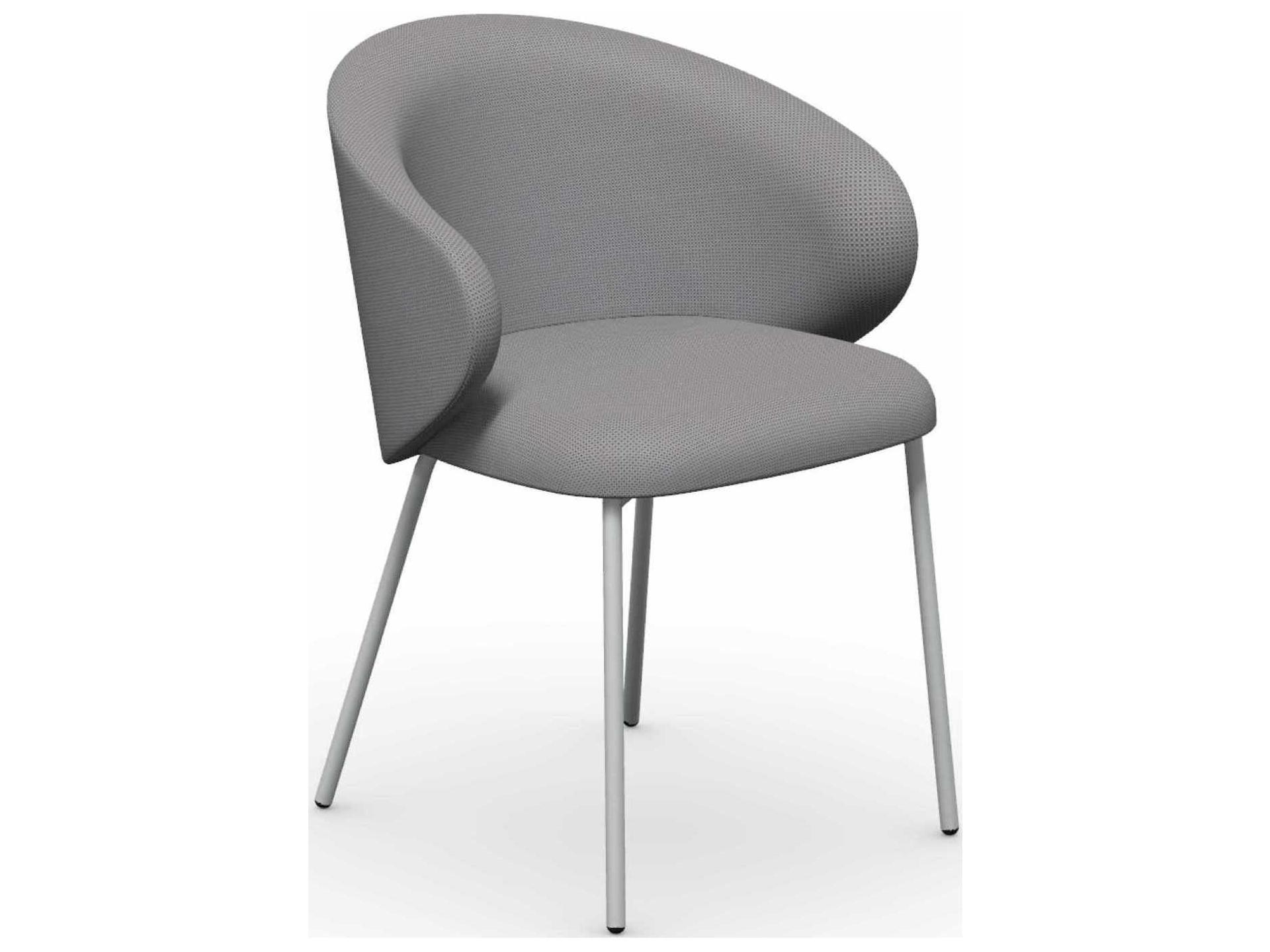 Tuka Fabric Metal Dining Armchair in Matt Optic White and Sand Square