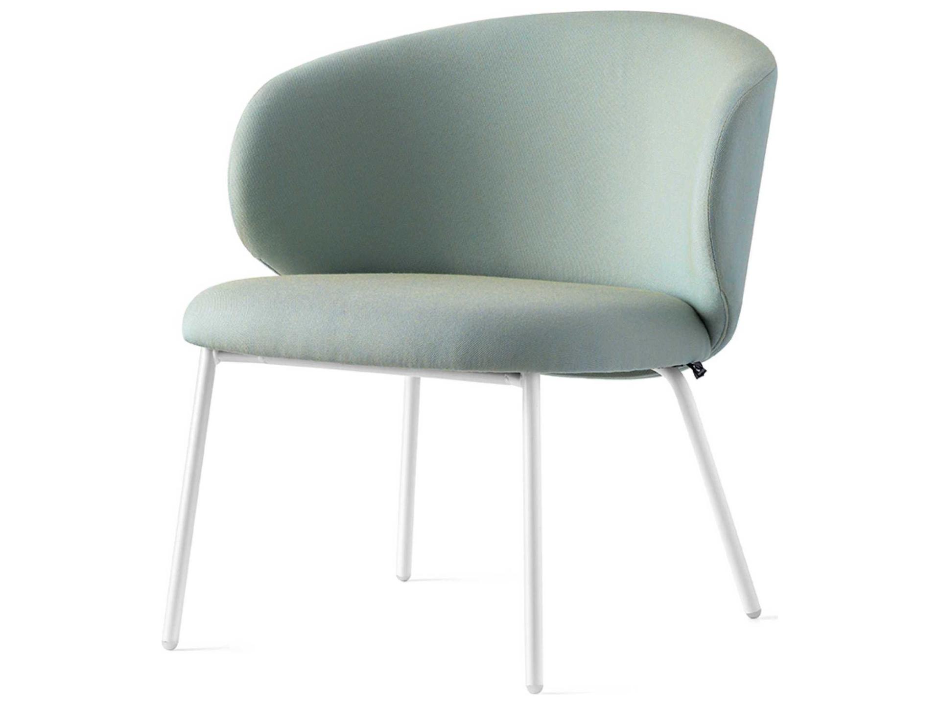 Tuka Matt Optic White / Thyme Green Cook Fabric Metal Cushion Dining Chair