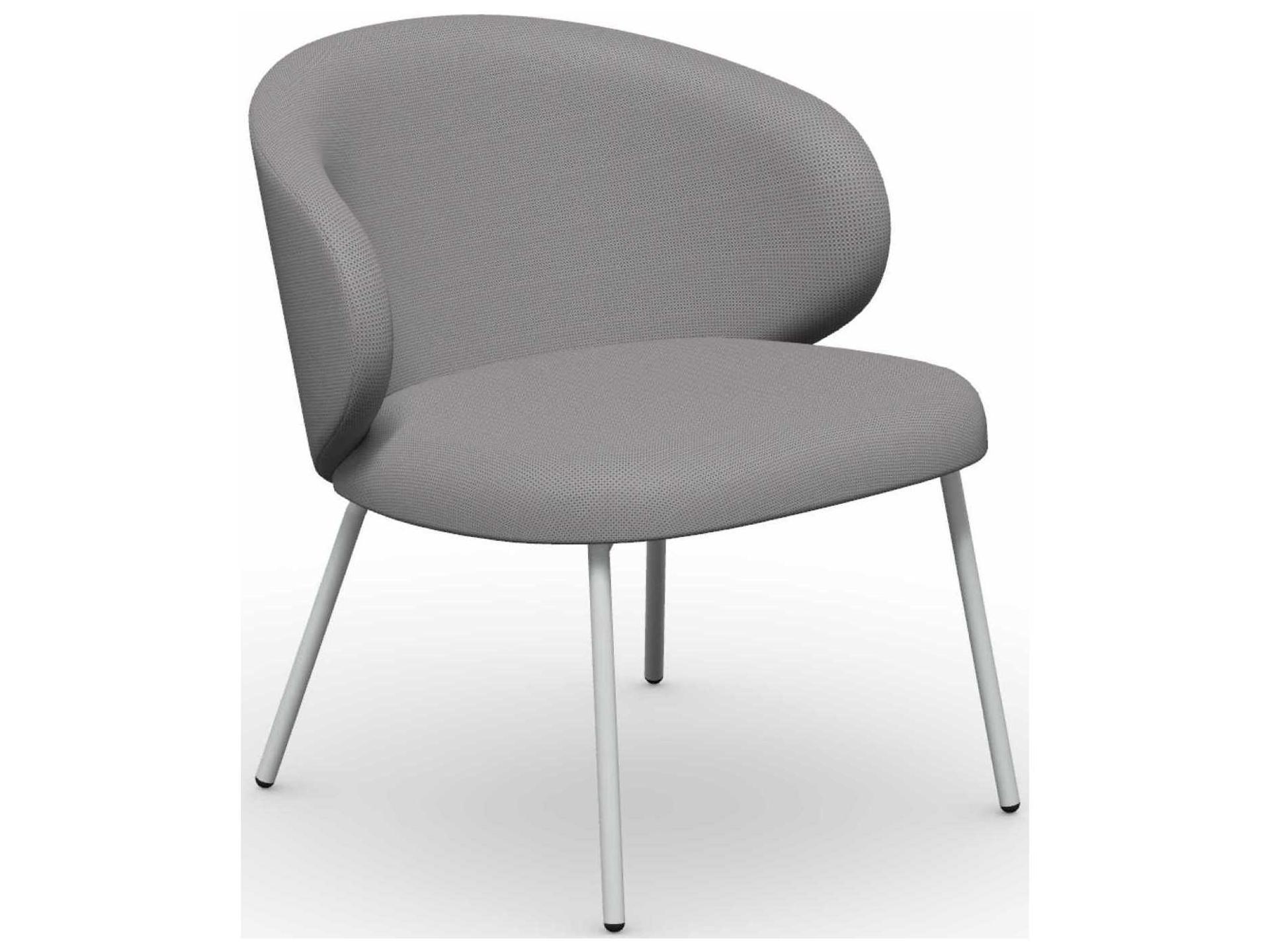 Tuka Dining Armchair in Matt Optic White and Sand Sunbrella Fabric