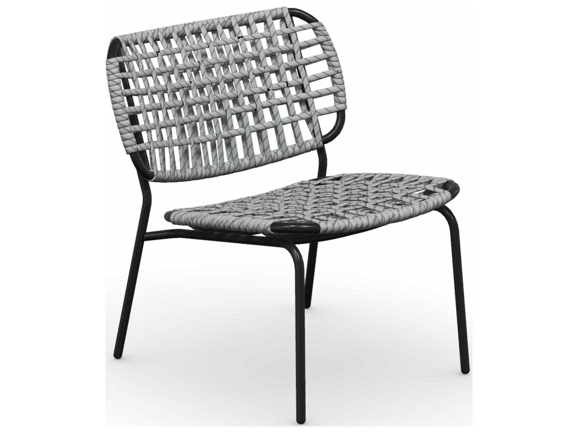 Yo Matt Black Metal and Sand Rope Lounge Chair
