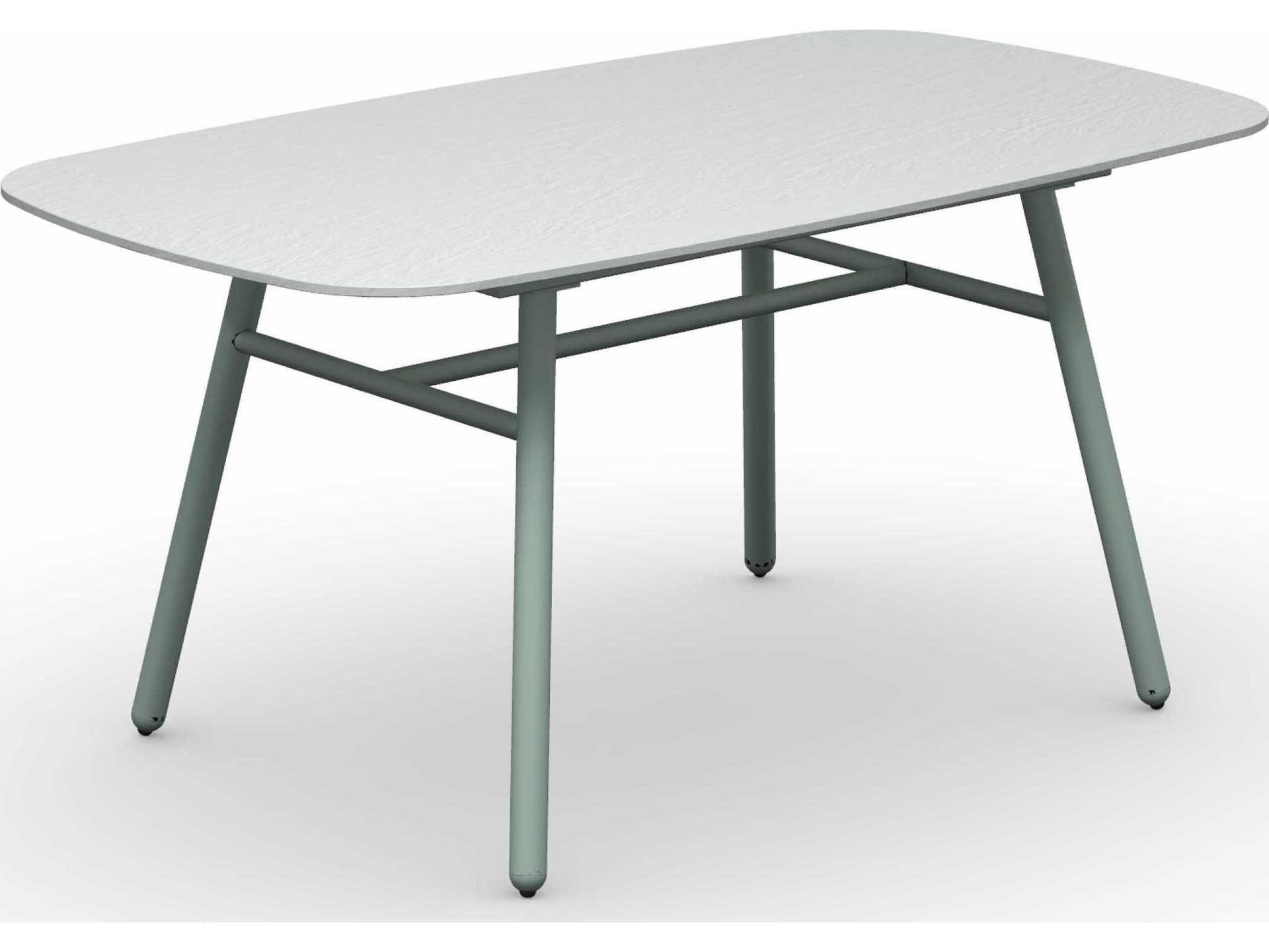 Yo Matt Thyme Green / Slate White Aluminum Ceramic Rectangular Dining Table