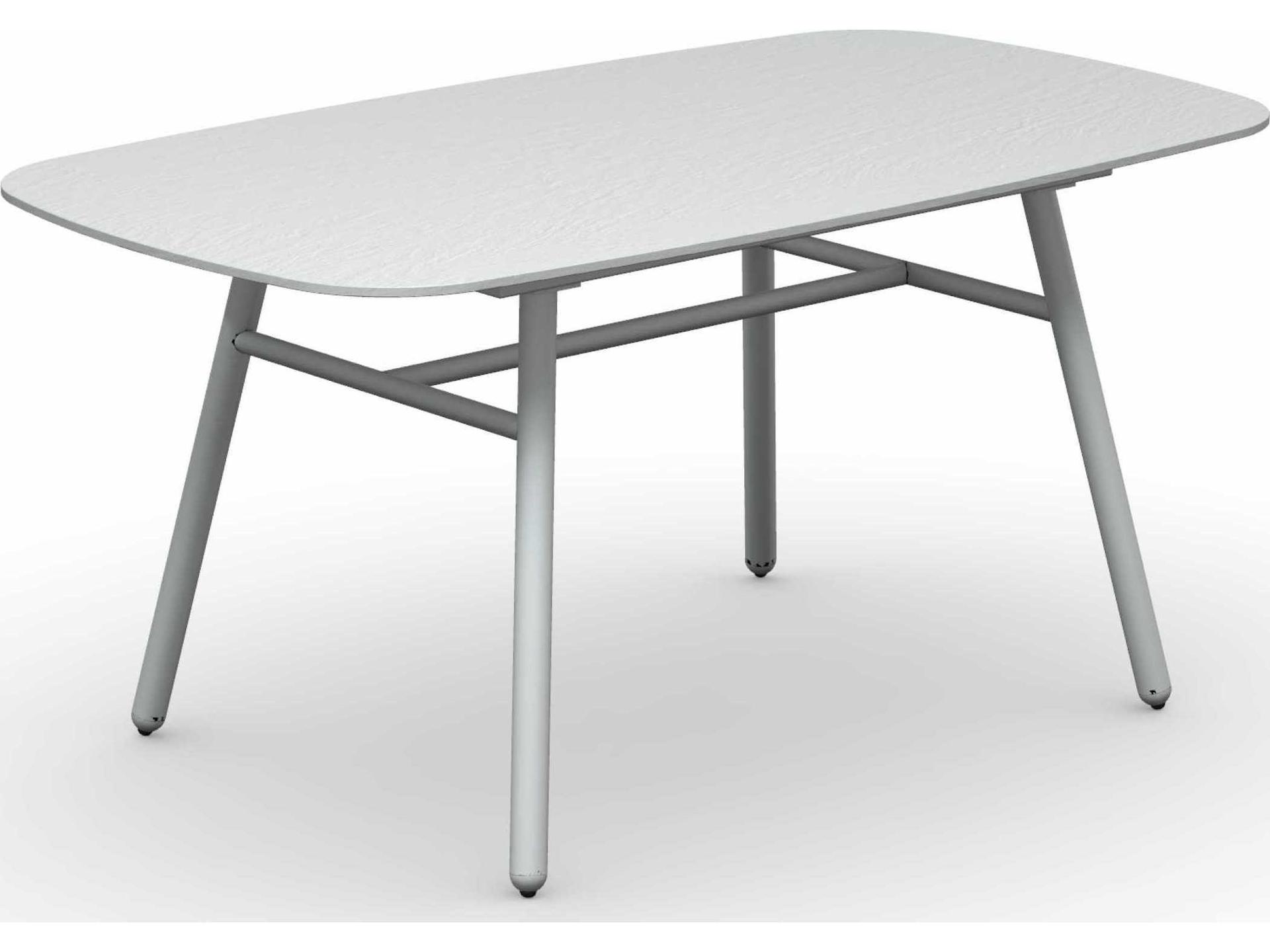 Yo Matt Optic White / Slate Aluminum Ceramic Rectangular Dining Table