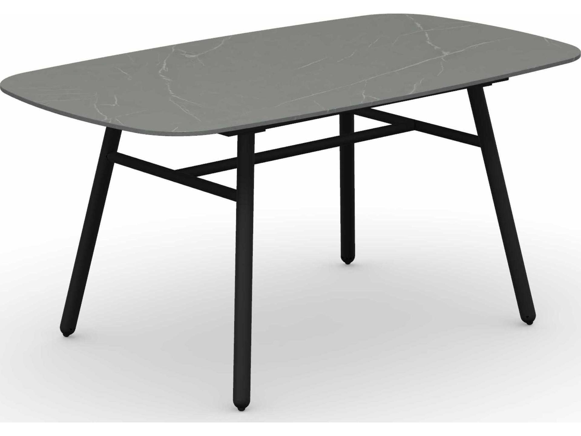 Yo Matt Black / Piasentina Grey Aluminum Rectangular Dining Table