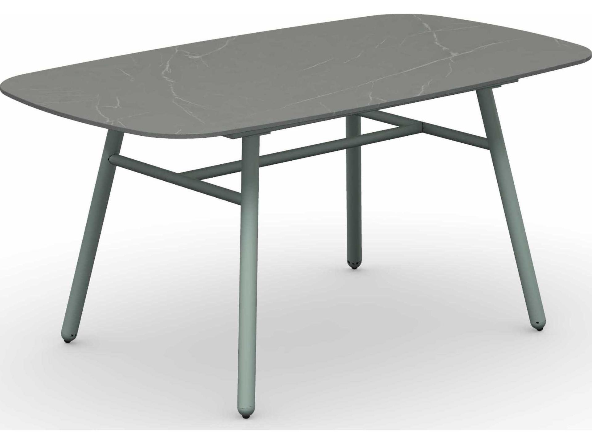 Yo Matt Thyme Green / Piasentina Grey Aluminum Ceramic Rectangular Dining Table