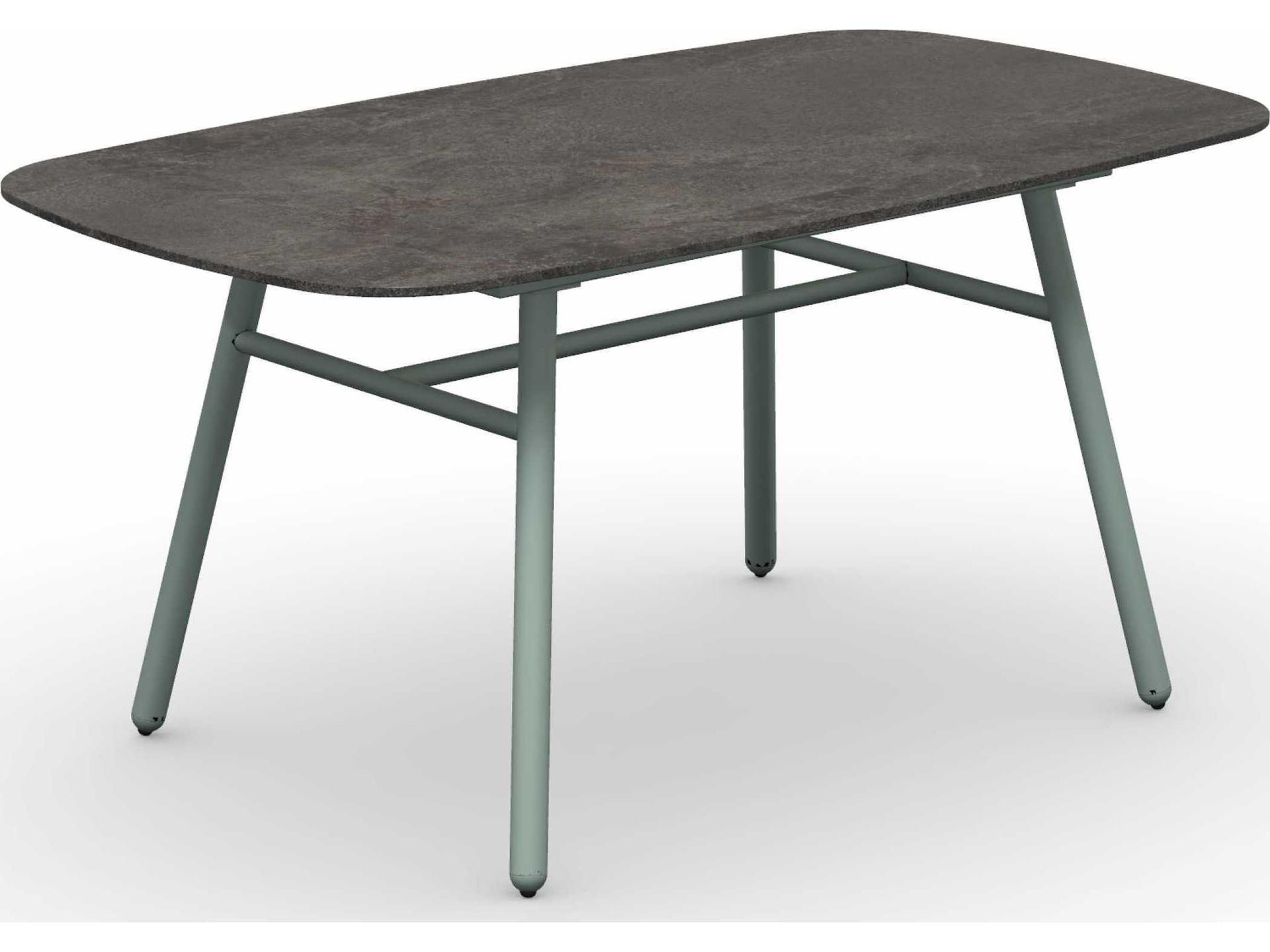 Yo Matt Rectangular Dining Table Thyme Green Aluminum Porphyry Brown Ceramic