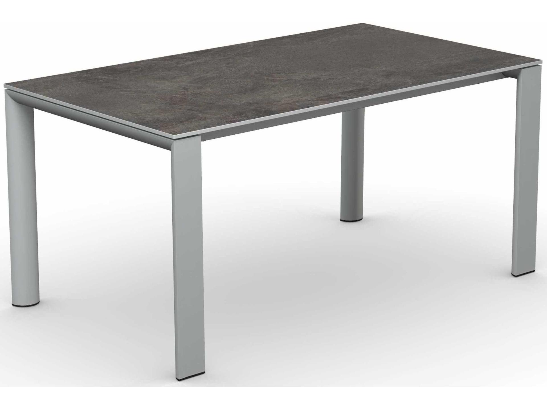 Dorian Rectangular Extendable Dining Table in Matt Optic White and Porphyry Brown