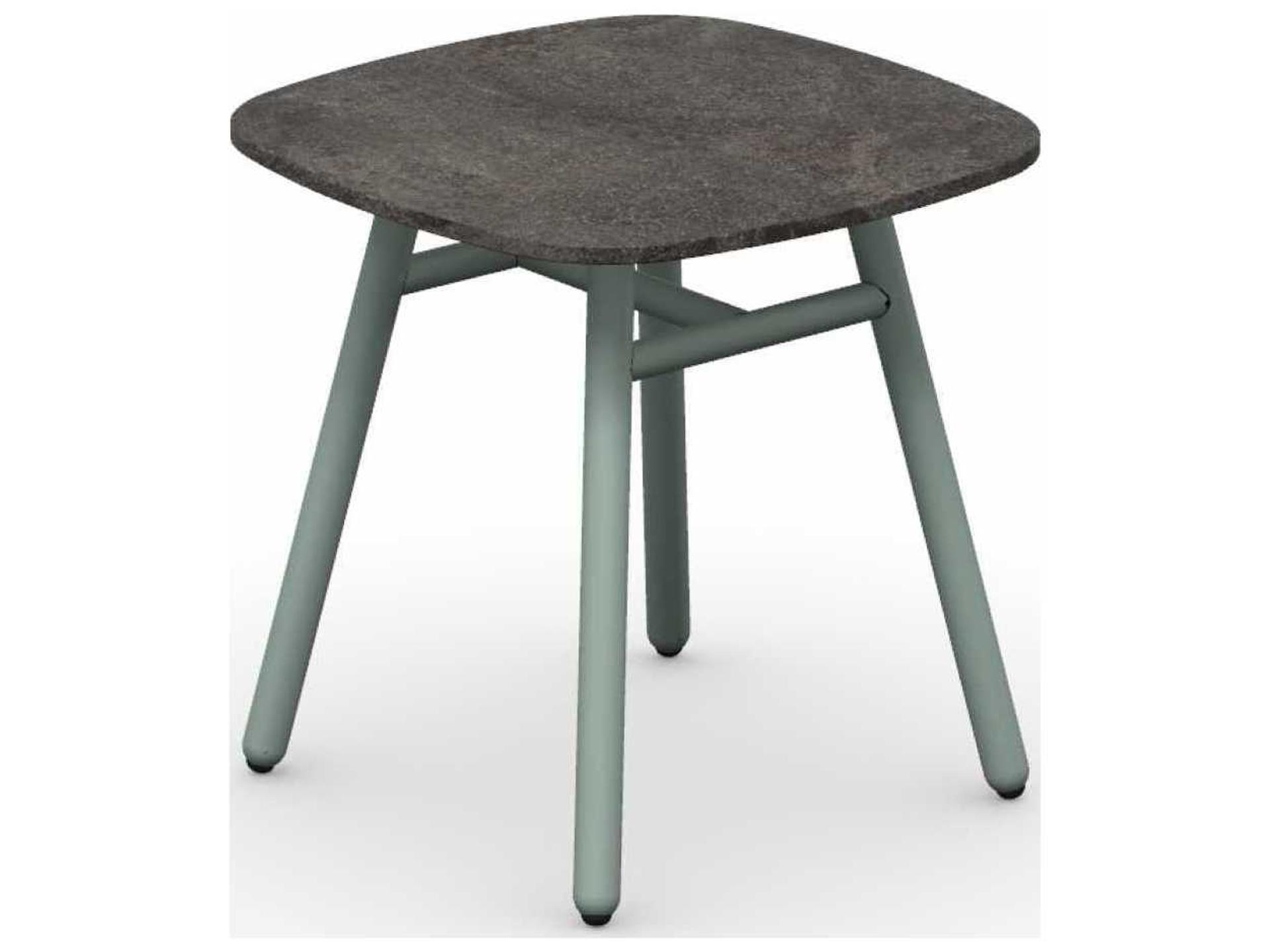 Yo Matt Square Coffee Table in Thyme Green and Porphyry Brown Ceramic