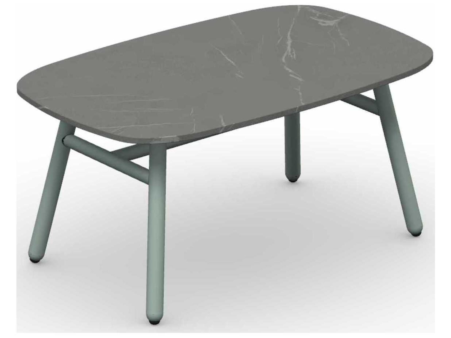 Yo Rectangular Coffee Table with Ceramic Top and Aluminum Frame