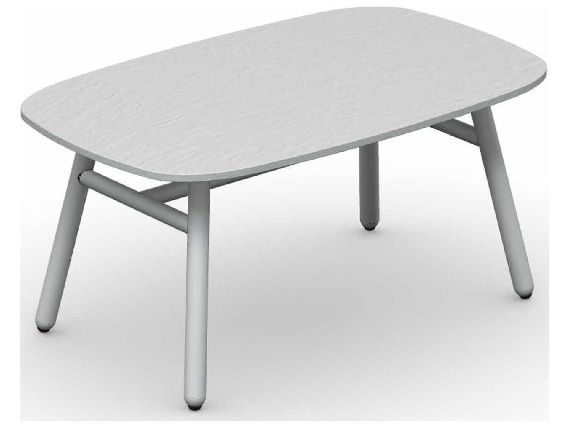 Connubia Yo! Outdoor Rectangular Coffee Table with Matt Optic White Aluminum Frame and Slate Ceramic Top