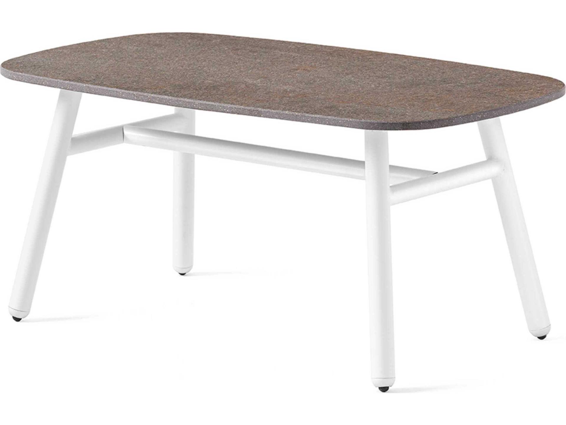 Yo Matt Optic White / Porphyry Brown Aluminum Ceramic Rectangular Coffee Table