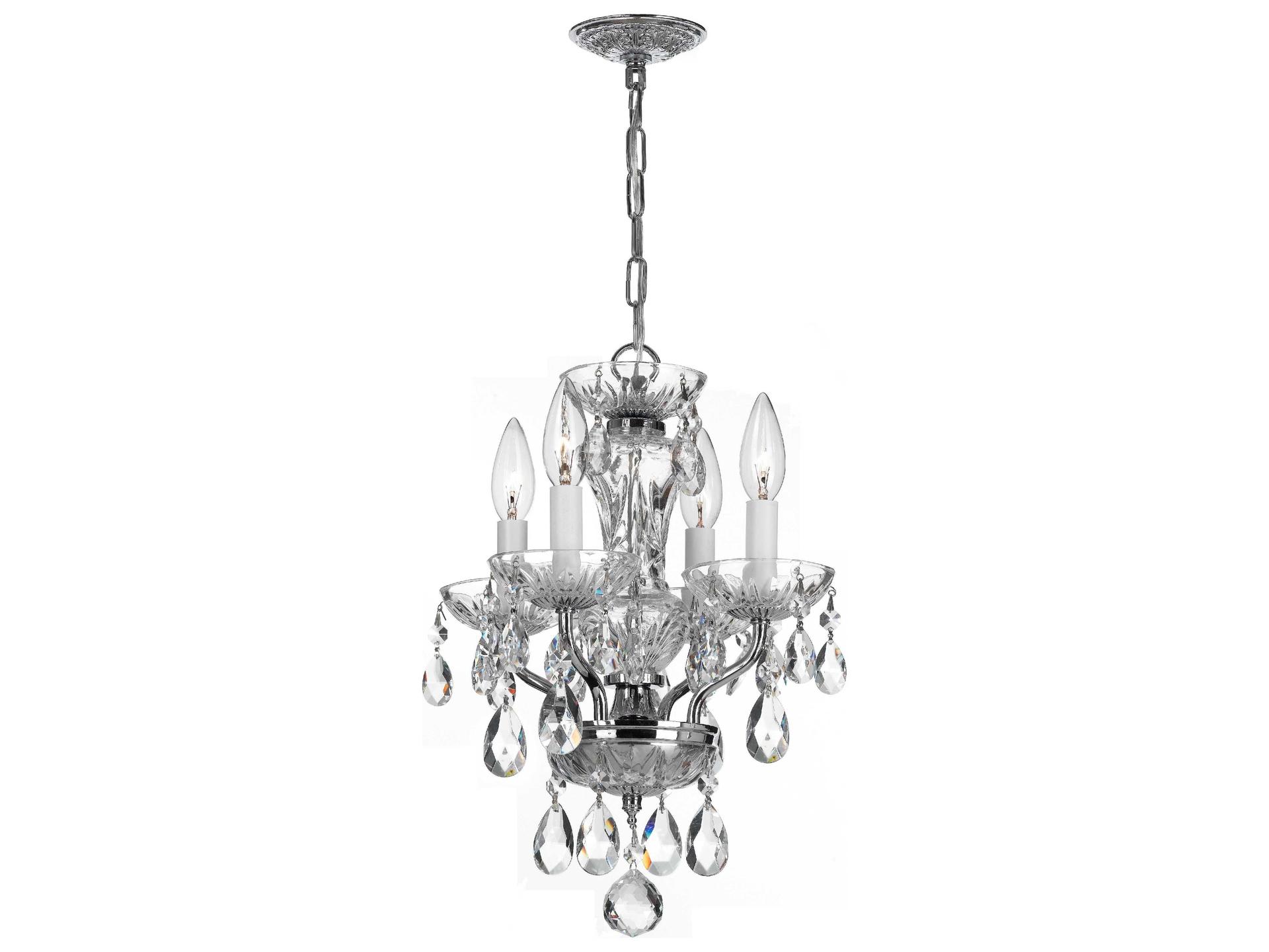 4-Light Traditional Crystal Mini Chandelier in Polished Chrome with Clear Italian Crystal
