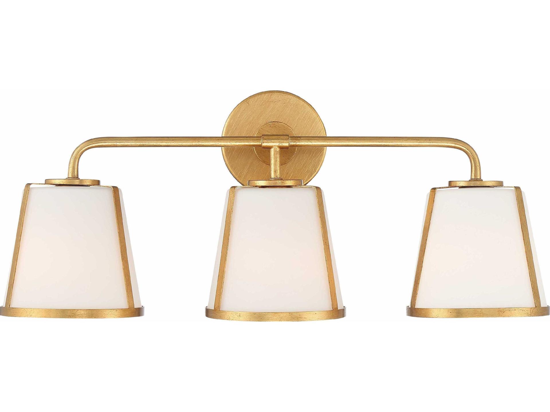 Fulton 3-Light Tapered Glass Bathroom Vanity Light in Antique Gold
