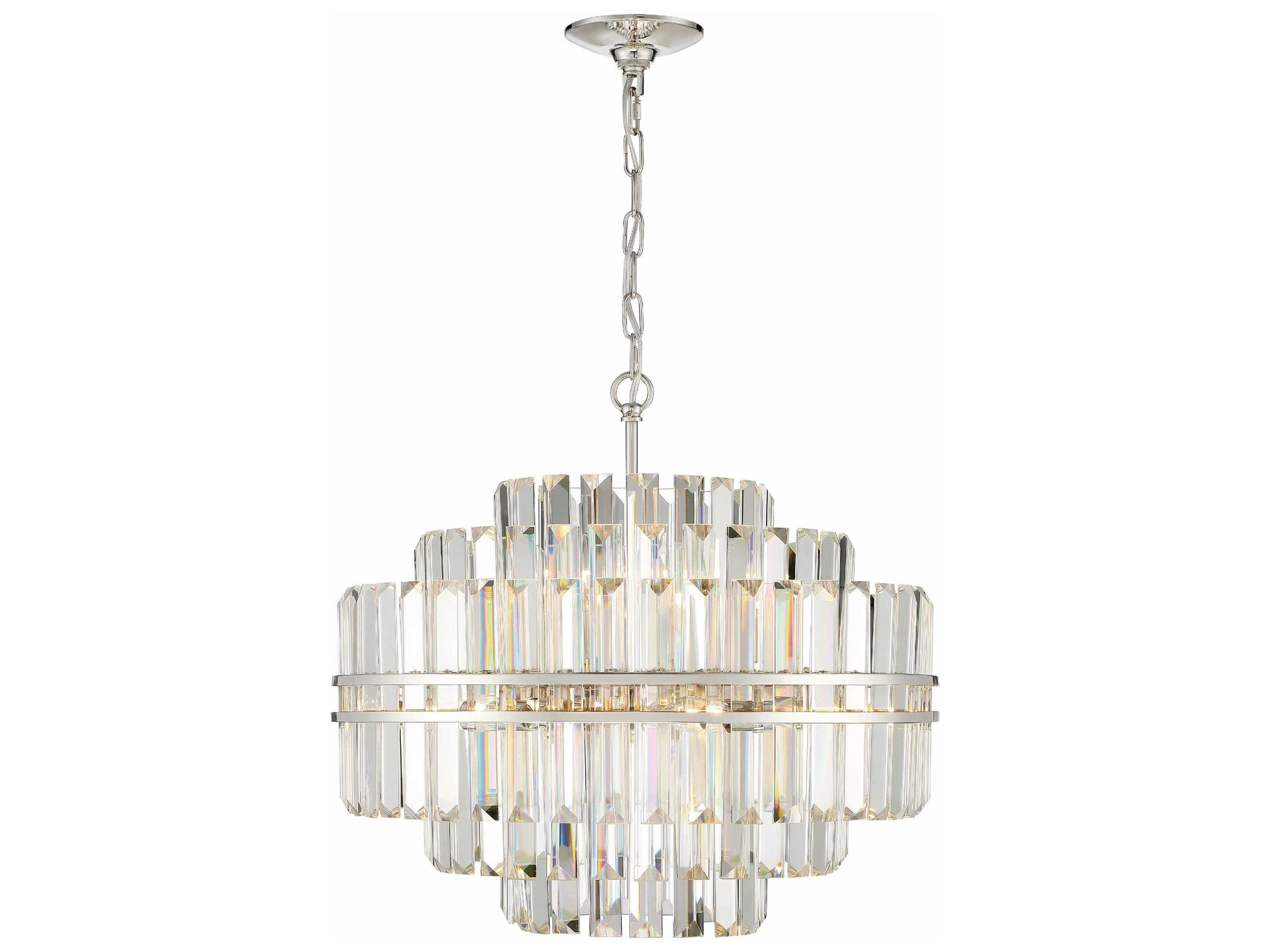 Hayes 12-Light Chandelier Polished Nickel with Faceted Crystal